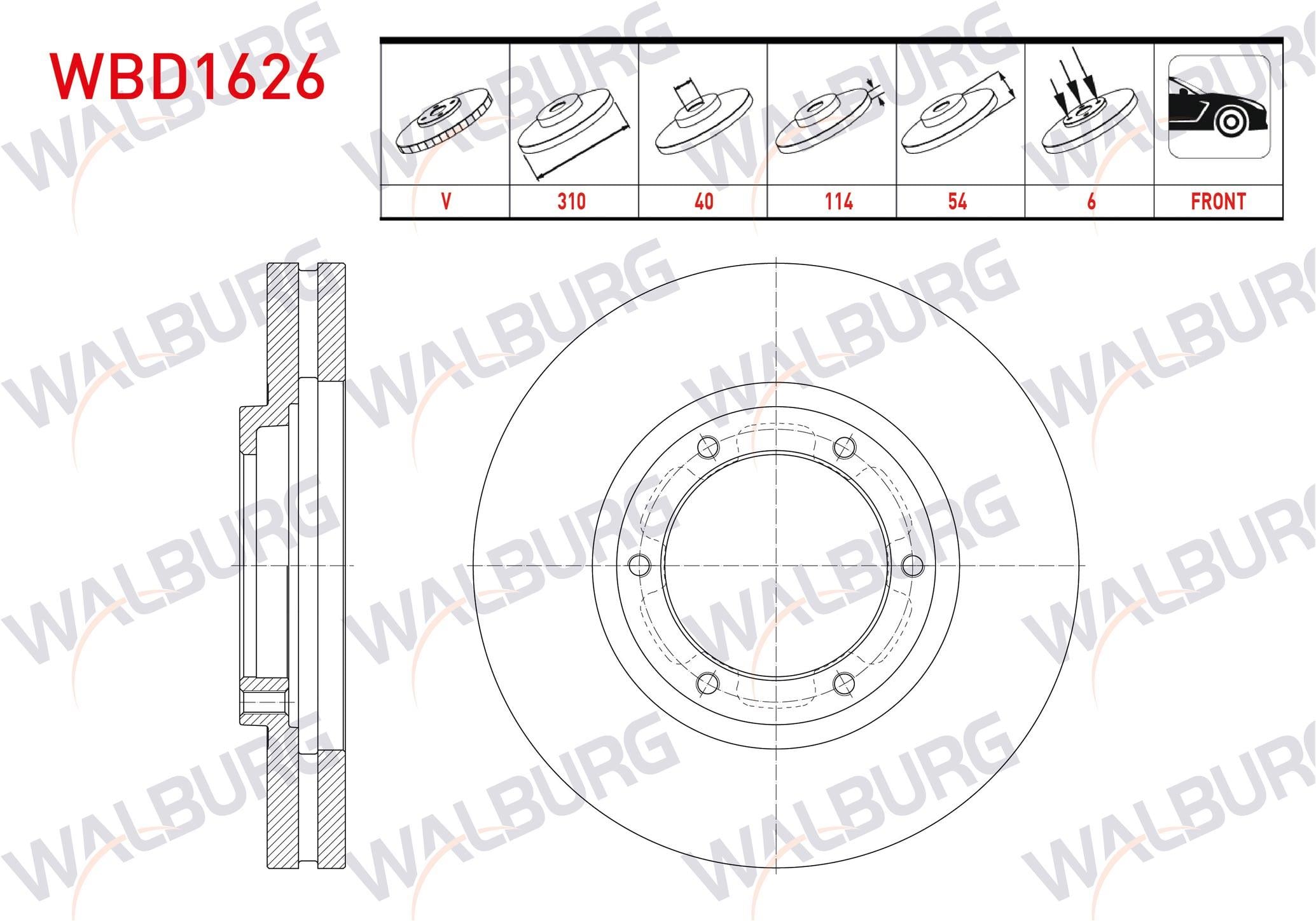 FREN DISK ON HAVALI 6 BJN 310X40X114X53,8 MITSUBISHI CANTER (FE5, FE6) EURO 5 2012-