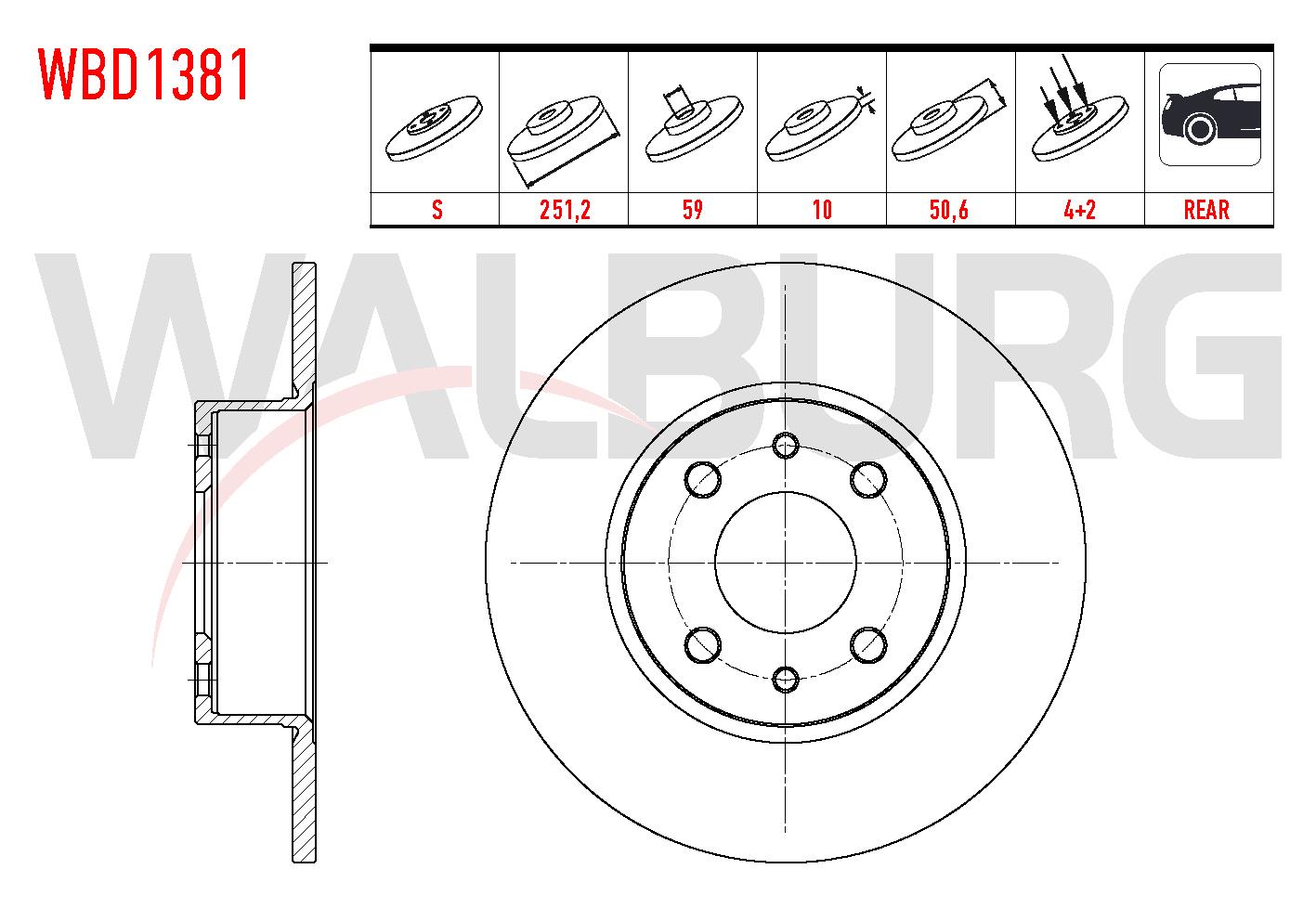 FREN DISKI ARKA DUZ 4 BJN 251,20X10X59X50,60 LINEA 1.6 MJT 2007-/BRAVO II 1.4i - 1.6 MJT 2006-/STILO 1.4 16v -1.6 16v - 1.9 JTD 2001-2010 /A.ROMEO 164 2.0 TS 1987-1998 /LANCIA DELTA III 1.6 D  2008-