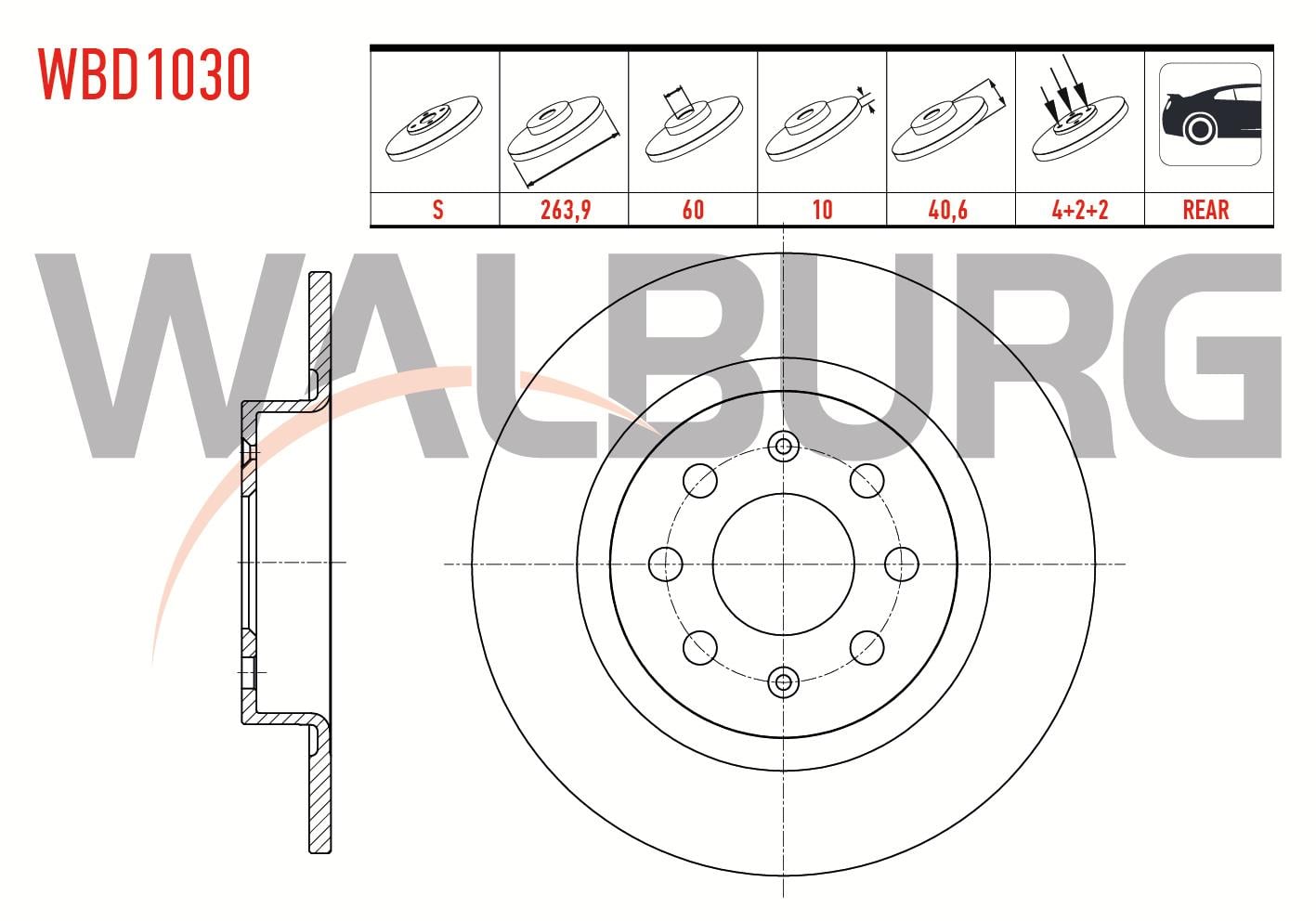 FREN DISKI ARKA DUZ 4 BJN 263,9X10X60X40,6 FIAT G.PUNTO 1.3 MJT - 1.9 MJT 2005-2012/ PUNTO EVO 1.3 MJT - 1.4 2009-2012/ LINEA 1.4 T-JET 2007-/ OPEL CORSA E 1.2 - 1.4 2014-