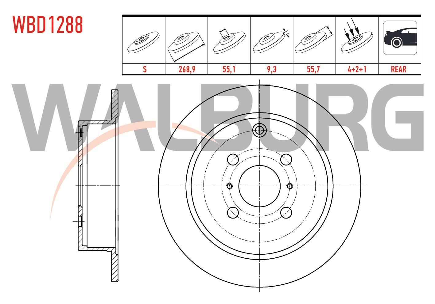 FREN DISKI ARKA DUZ 4 BJN 268,9X9,3X55X57 YARIS 1.4 D-4D-1.5 VVT-I-1.3i 1999-2005/COROLLA 1.6 VVT-I-1.4 VVT-I-2.0 D-4D 2001-2007/COROLLA VERSO 2.0 D-4D-1.6 VVT-I 2001-2004/YARIS VERSO 1.4 D 1999-2005