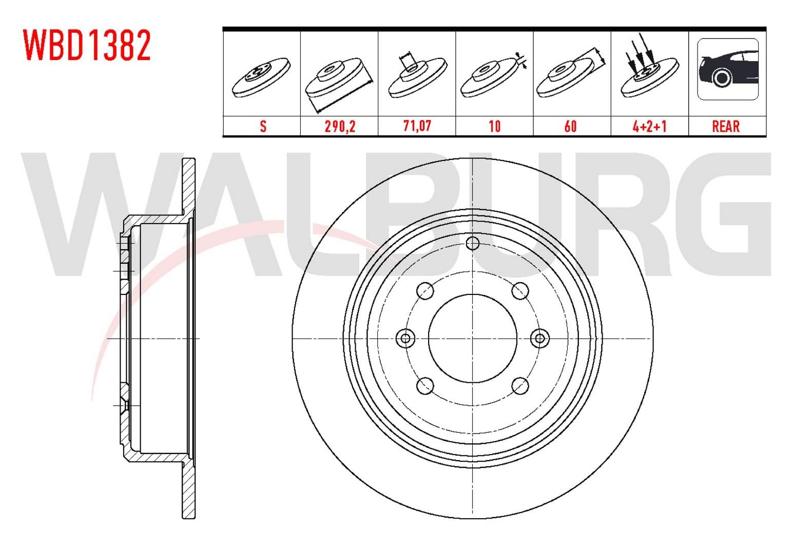 FREN DISKI ARKA DUZ 4 BJN 290,20X10X71,07X60 PEUGEOT 406 (8B) 2.0i 1995-2004 / 406 (8B) 1.8 1995-2004 / 406 (8B) 2.2 1995-2004 / 406 (8B) 3.0 V6 1995-2004