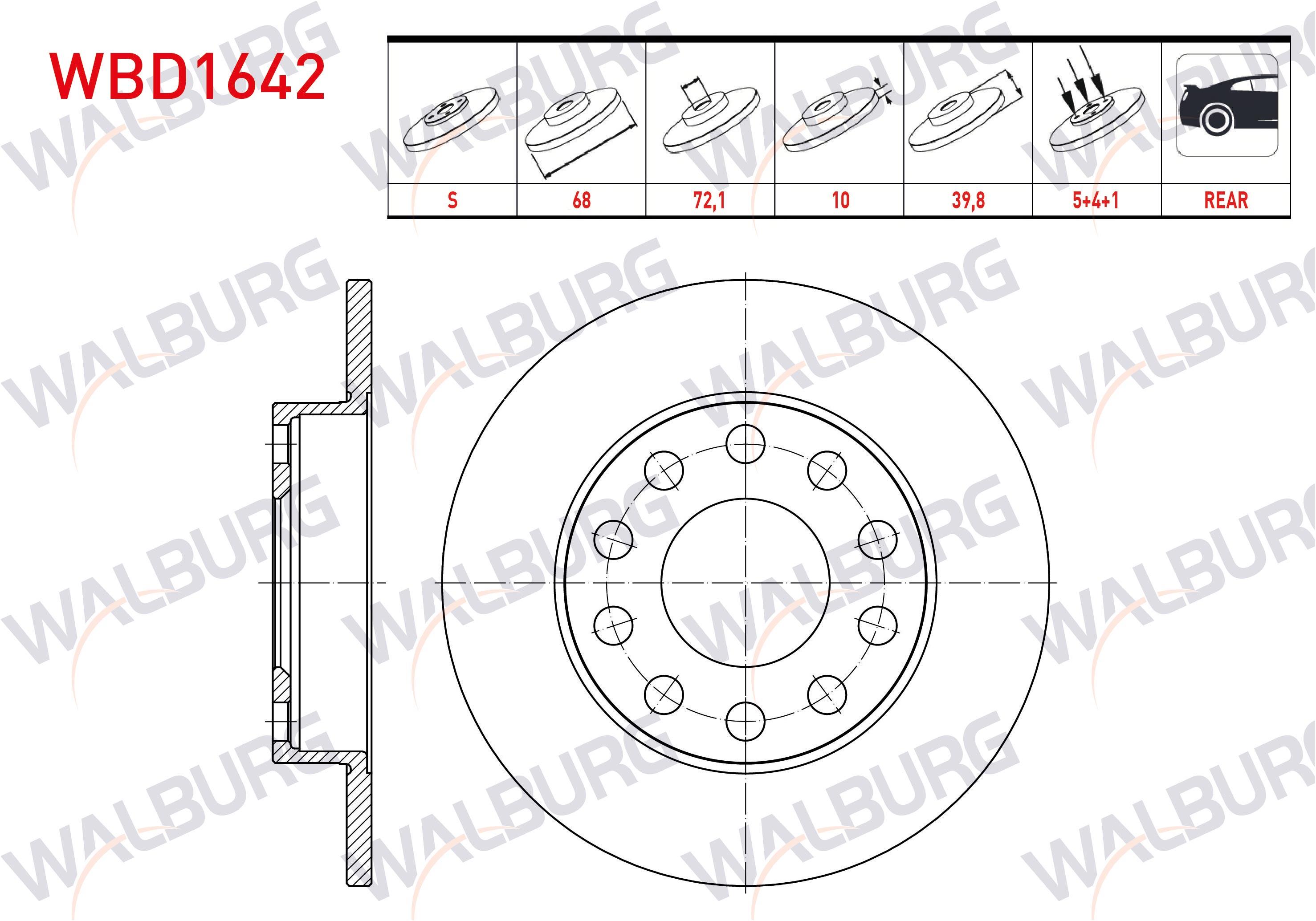FREN DISKI ARKA DUZ 5 BJN 245X10X68X39,8 AUDI A4 (8E2) 2000-2004/ A4 (8EC) 2004-2008/ SEAT EXEO (3R2) 2008-2013