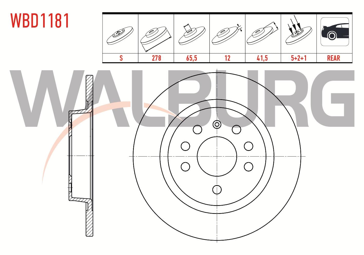 FREN DISKI ARKA DUZ 5 BJN 278X12X65,5X41,5 OPEL VECTRA C 1.6 16v 2.0 DTI 2002-2008 / VECTRA C 1.9 CDTI 2002 -2008/ VECTRA C 2.0 DTI 2002 -2008/ SIGNUM 1.8i 2003-