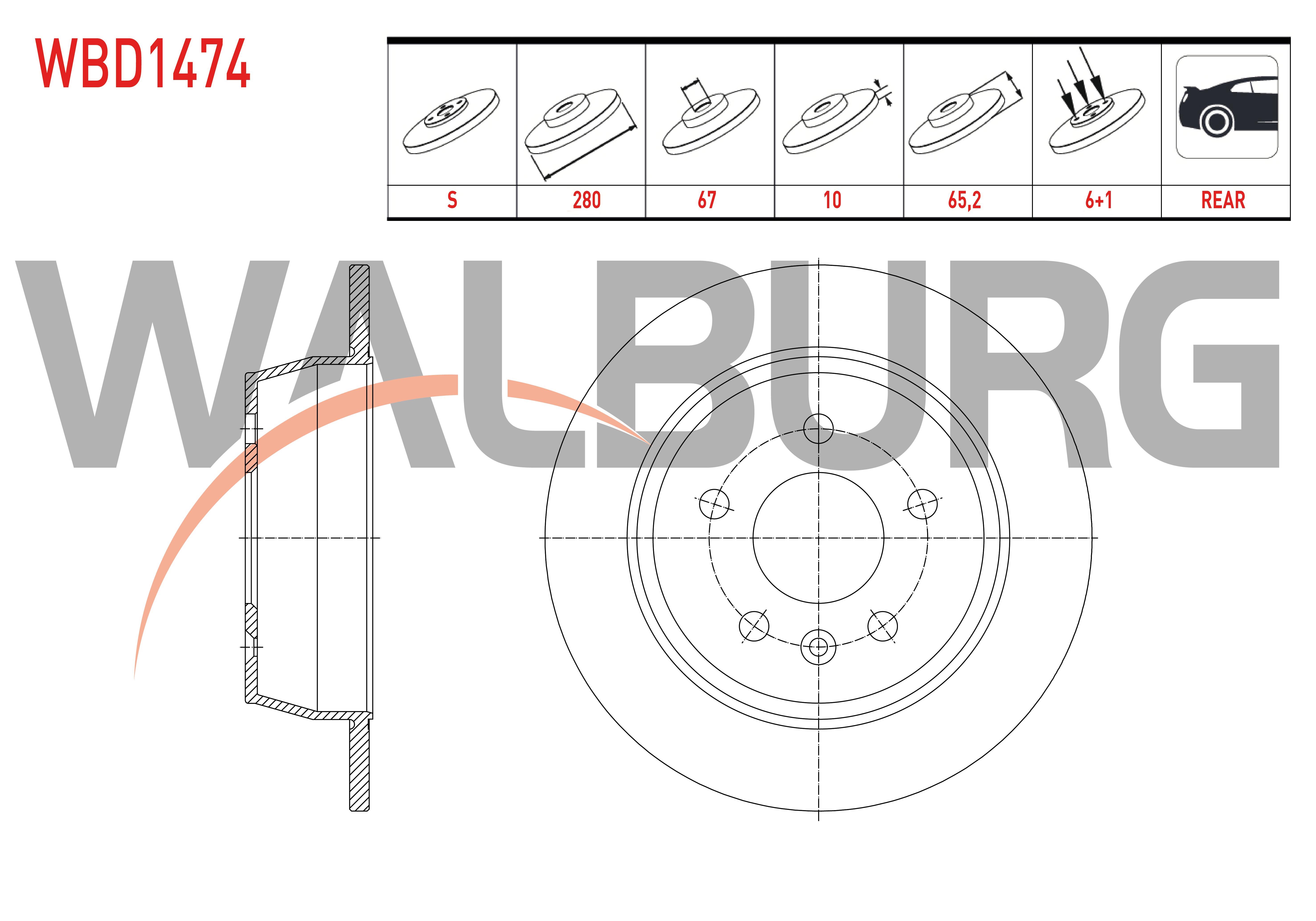 FREN DISKI ARKA DUZ 5 BJN 280X10X67X65,2 MERCEDES VITO (638) 108 CDI - 110 CDI - 112 CDI 1997-2003