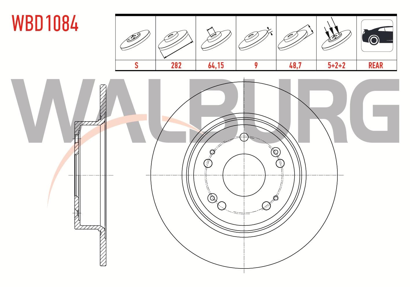 FREN DISKI ARKA DUZ 5 BJN 282X9X64X48,7 HONDA ACCORD VIII (CU) 2.0 I-VTEC 2008-