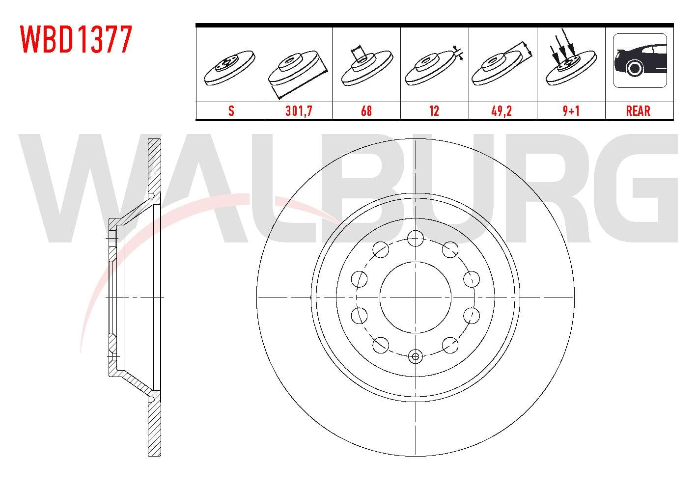 FREN DISKI ARKA DUZ 5 BJN 301,70X12X68X49,20 AUDI A6 2.0 TDI -2.7 TDI -3.0 TDI -2.0 TFSI -2.4 -3.0 TFSI -3.2 FSI - 4.2 2004-2011