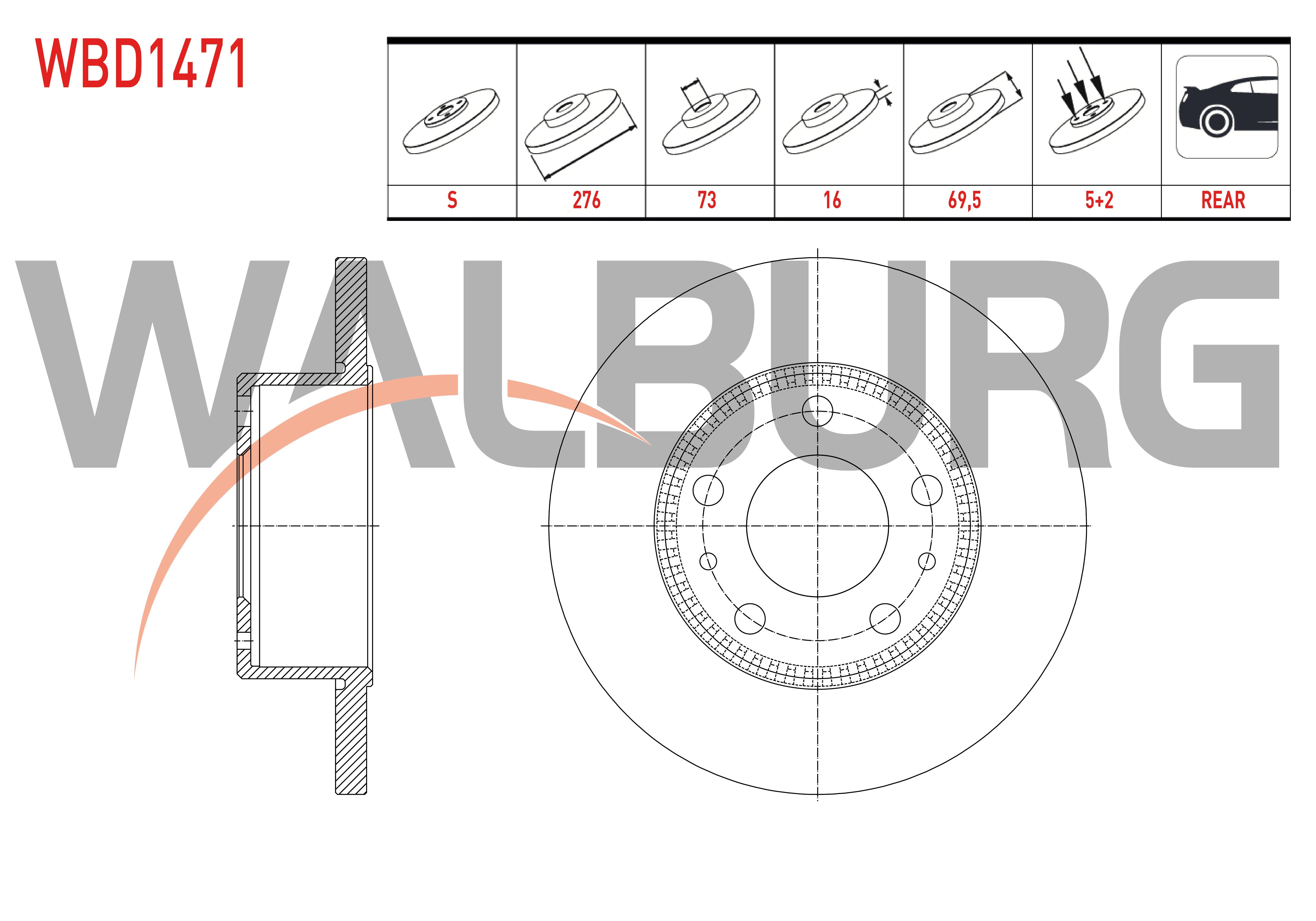 FREN DISKI ARKA DUZ ABSLI 52 DIS 5 BJN 276X16X7369,5 IVECO DAILY III (35S15–35S18) 2.8 D 1999-2006