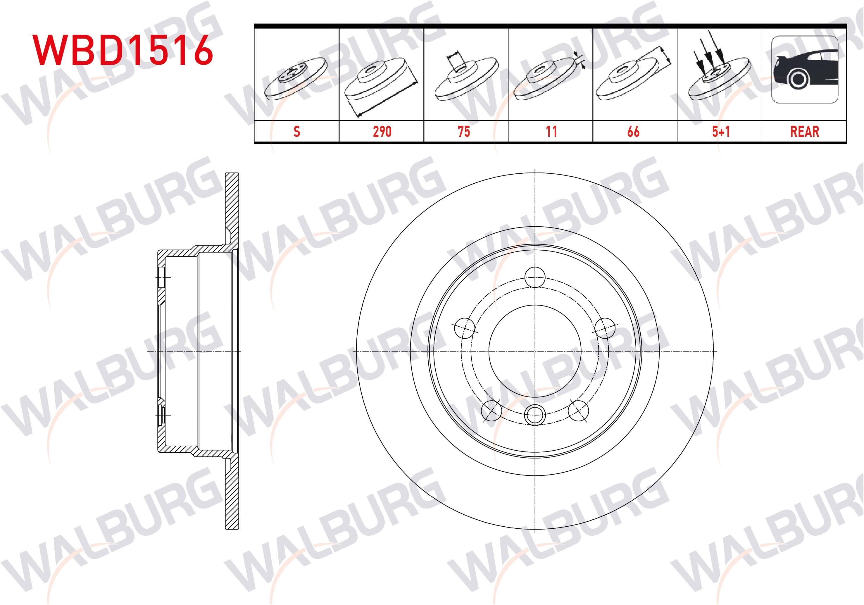 FREN DISKI ARKA DUZ BMW 1 SERISI (F20,F21) 116 D 5 BIJON 290X11X75X66 2010-