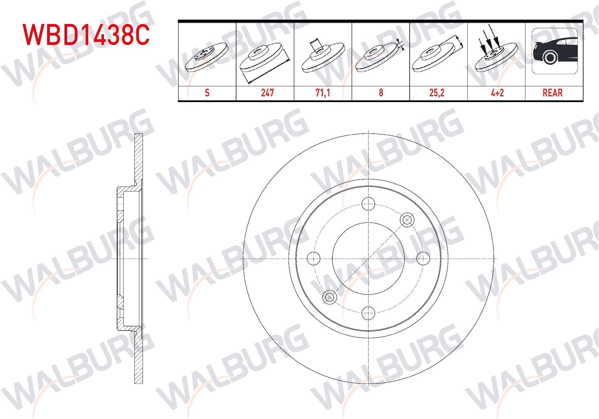FREN DISKI ARKA DUZ KAPLAMALI 4 BJN 247X8X71,1X25,2 PEUGEOT 306 1.6i 1993-2002/ 106 GTI 1996-2005/ CITROEN XSARA 1.6i 1997-2005 - SAXO 1.6 VTS 1996-2004