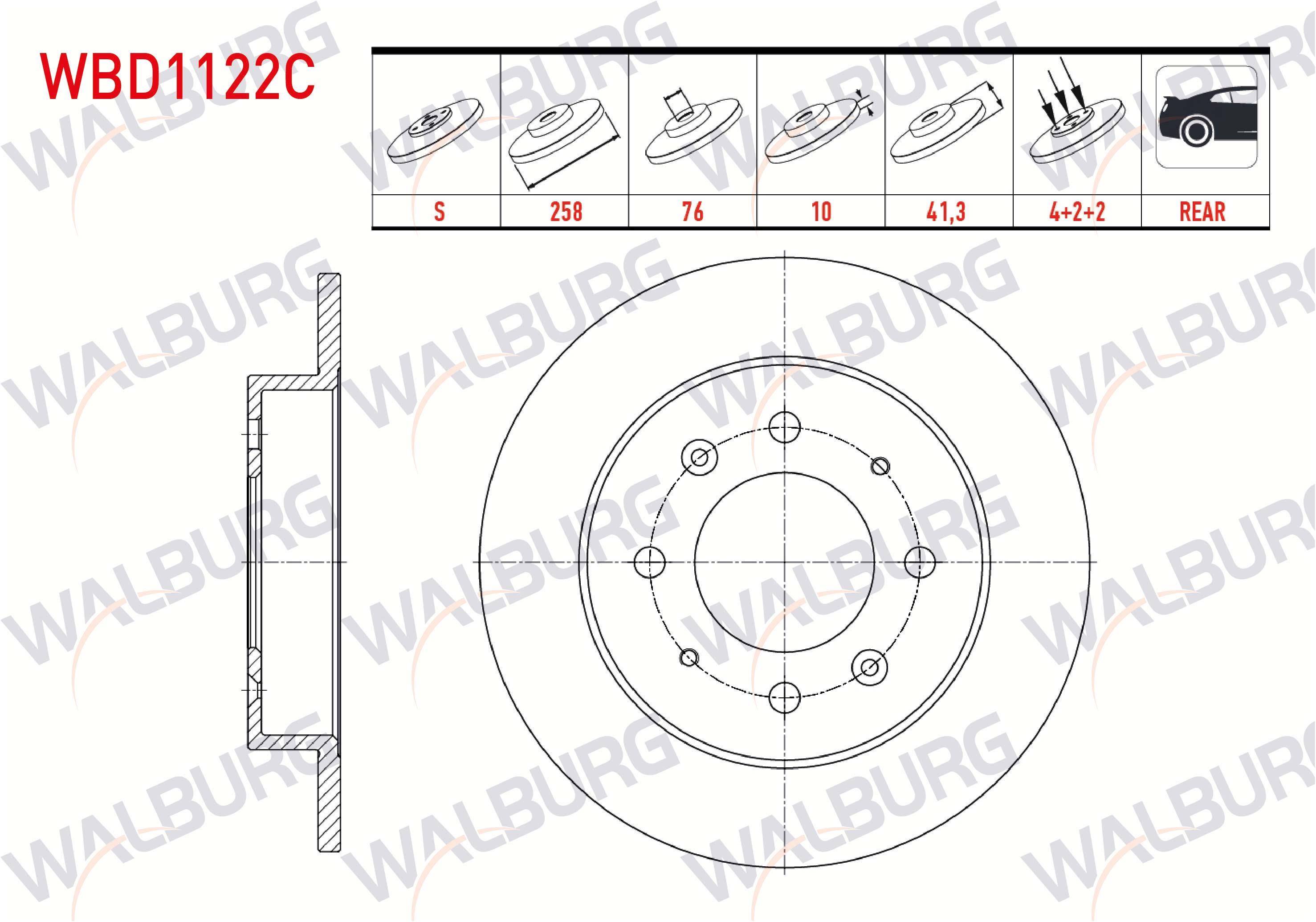 FREN DISKI ARKA DUZ KAPLAMALI 4 BJN 258X10X76X41,3 KIA CERATO (LD) 1.5 CRDI 2004-2012 / CERATO (LD) 1.6i 2004-2012