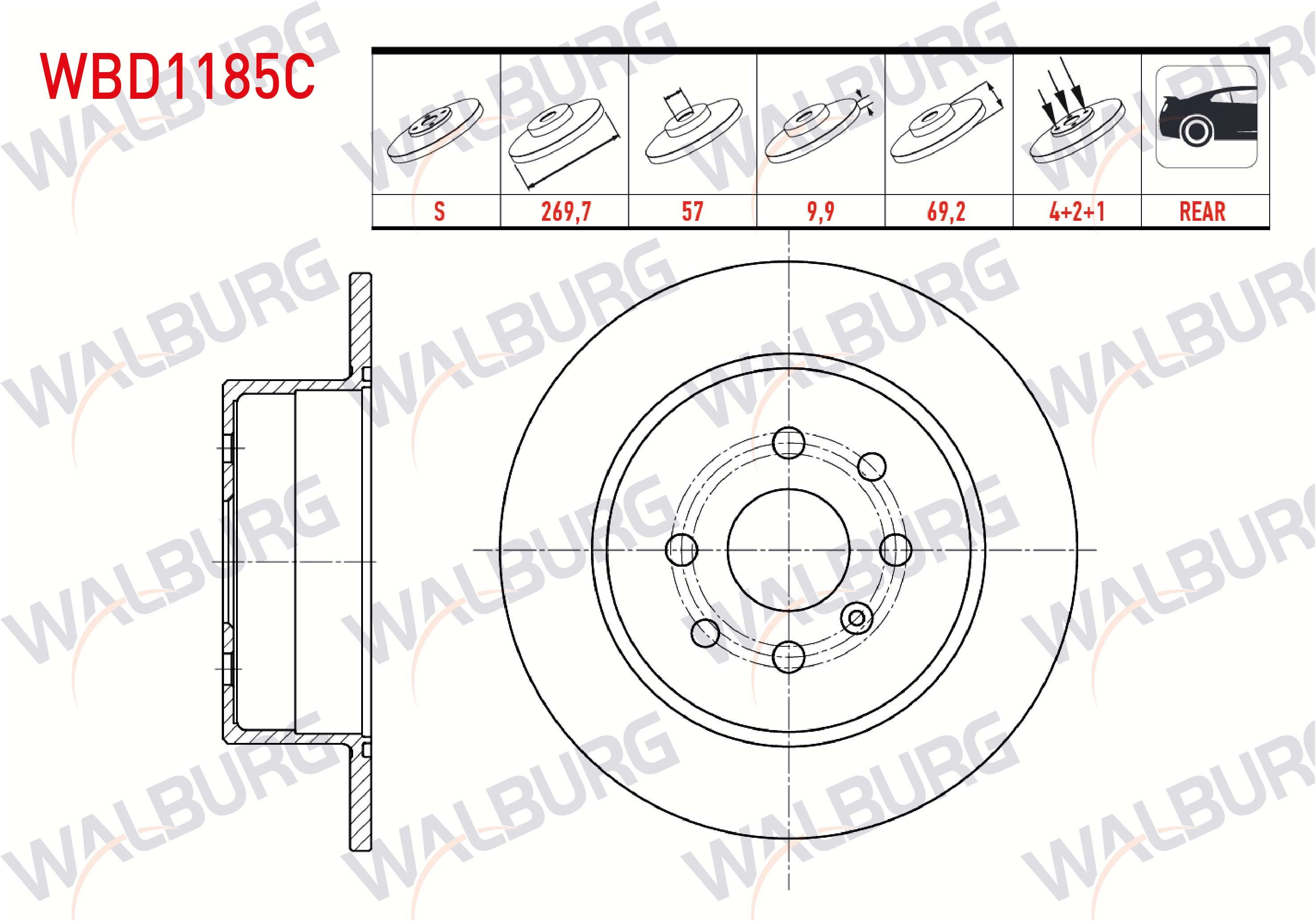 FREN DISKI ARKA DUZ KAPLAMALI 4 BJN 269,7X9,9X57X69,2 OPEL VECTRA B 1.6i 1995-2003/ VECTRA B 1.8i 1995-2003/ VECTRA B 2.0 DTI 1995-2003/ VECTRA B 1.7 TD 1995-2003/ VECTRA B 2.0 DI 1995-2003