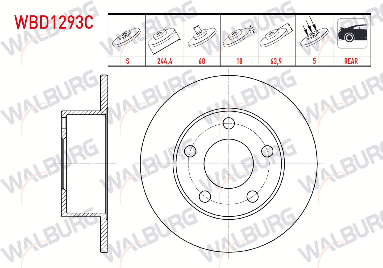FREN DISKI ARKA DUZ KAPLAMALI 5 BJN 244,4X10X68X63,9 VOLKSWAGEN PASSAT 1.6-1.8-1.9 TDI 1996-2005 / SKODA SUPERB 1.8 T-1.9 TDI-2.0 TDI 2010-2015 / AUDI A6 2.0 - 2.5 TDI 1994-1997 / AUDI 100 2.0 82-90