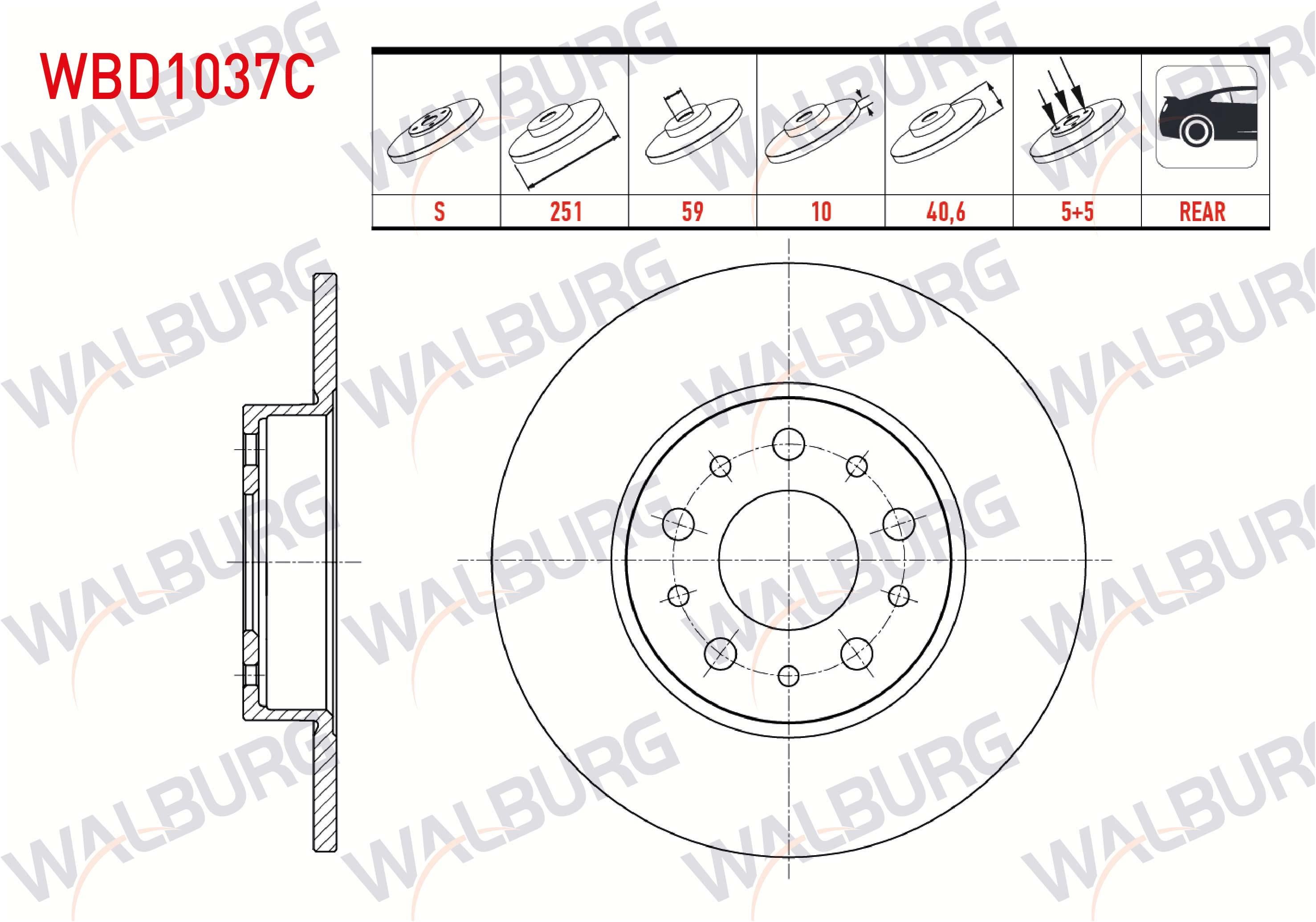 FREN DISKI ARKA DUZ KAPLAMALI 5 BJN 251X10X59X40,6 FIAT EGEA 1.6 MJT 2015- / 500L 1.6 MJT - 0.9 / 1.4 2012-/ EGEA HB 1.6 D 2020-/ EGEA CROSS 1.6 2020-