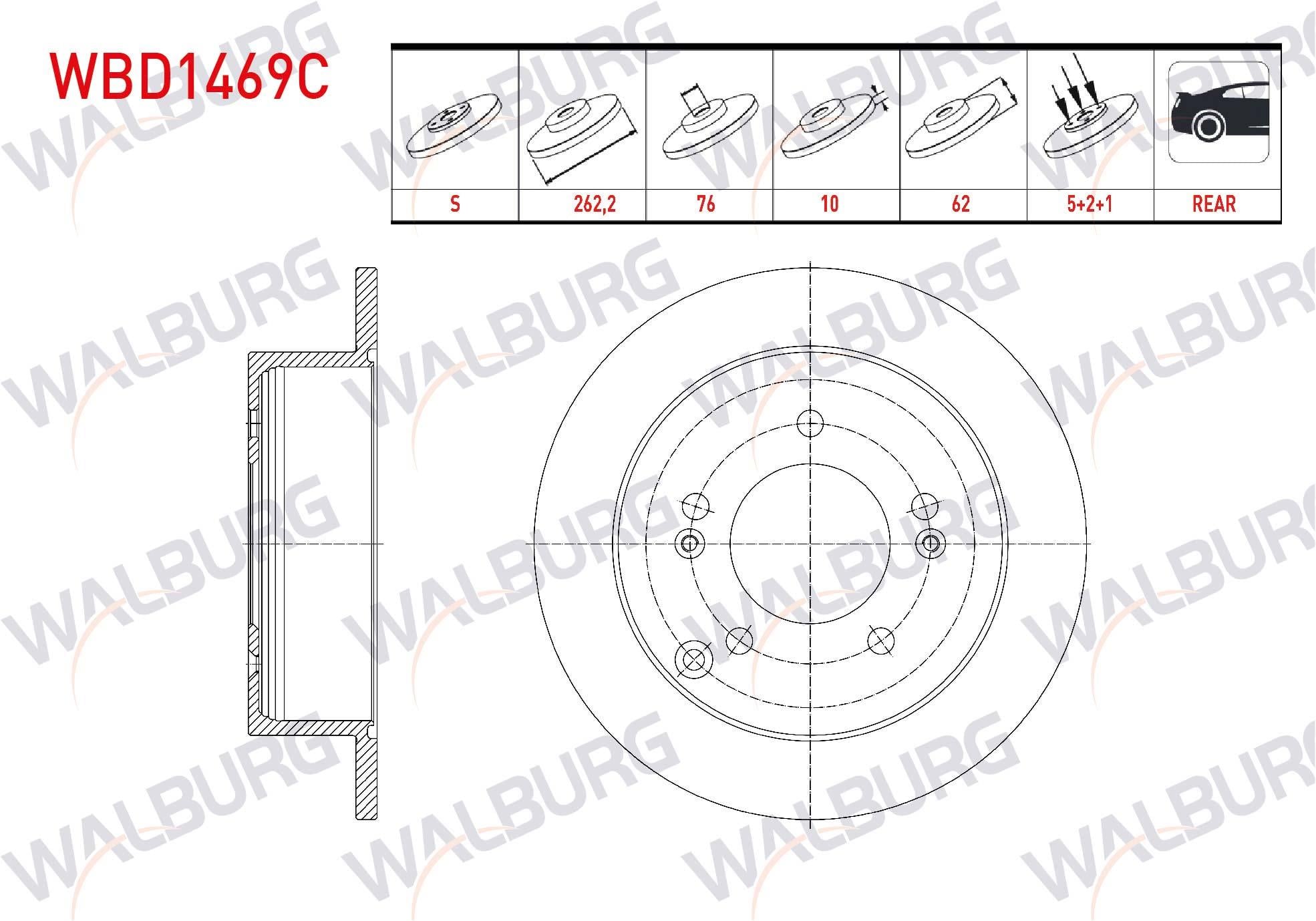 FREN DISKI ARKA DUZ KAPLAMALI 5 BJN 262,2X10X76X62 HYUNDAI SONATA 2.0 VVTI 2005-2010