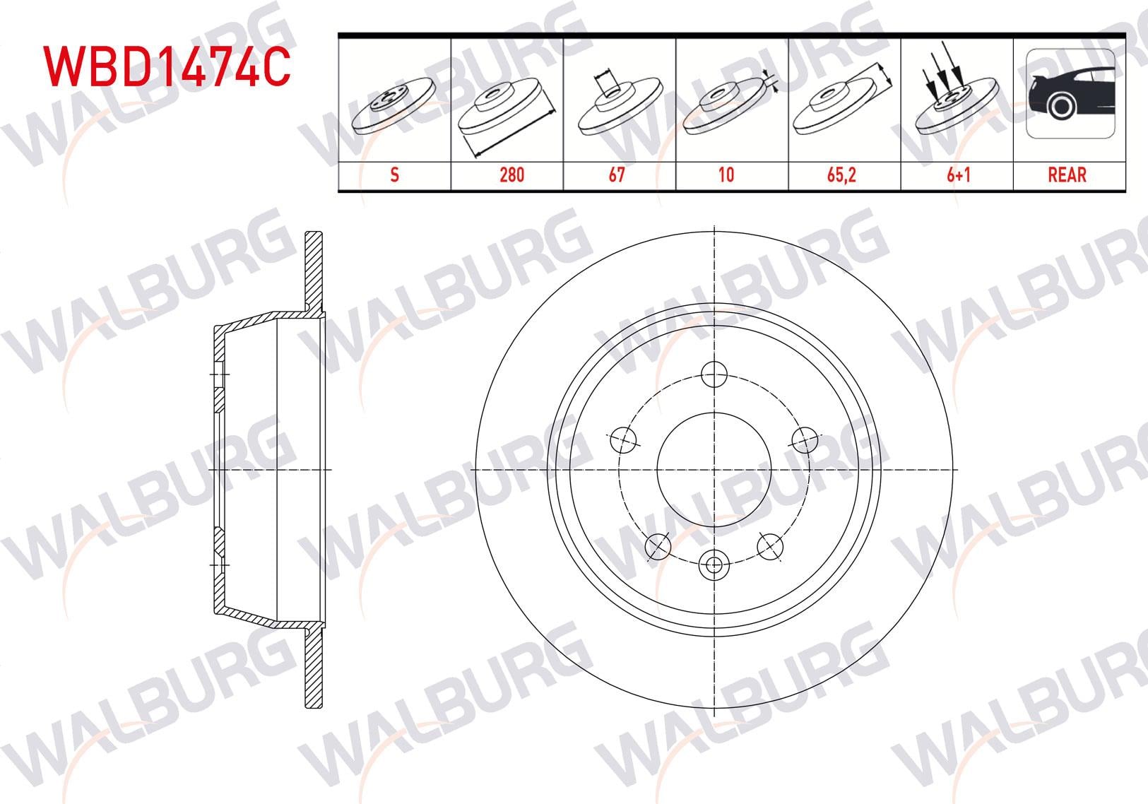FREN DISKI ARKA DUZ KAPLAMALI 5 BJN 280X10X67X65,2 MERCEDES VITO (638) 112 CDI 1997-2003