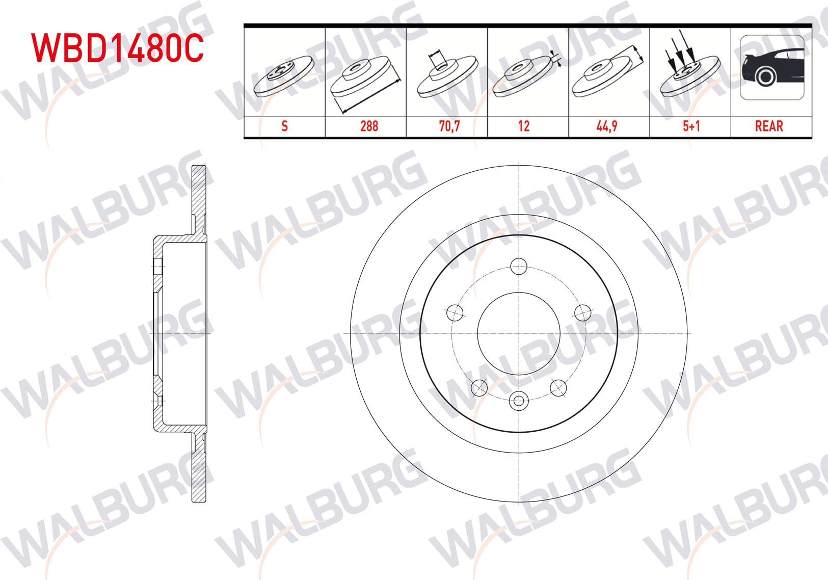 FREN DISKI ARKA DUZ KAPLAMALI 5 BJN 288X12X70,7X45,4 OPEL INSIGNIA B 1.6 CDTI 2017-