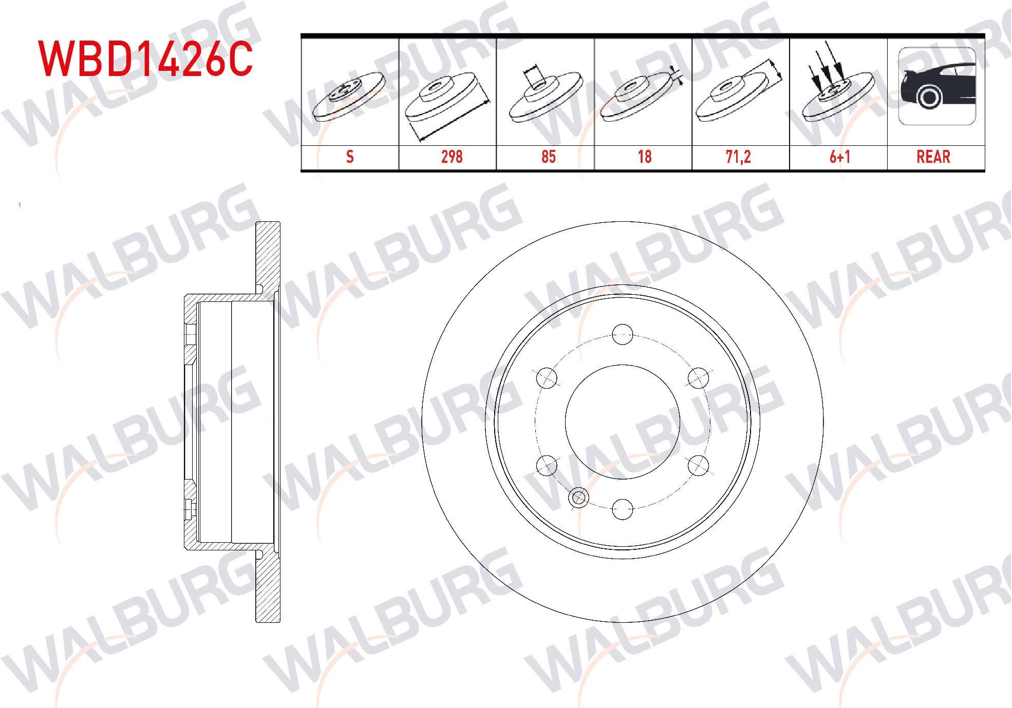 FREN DISKI ARKA DUZ KAPLAMALI 6 BJN 298X18X85X71,2 MERCEDES SPRINTER TEK TEKER 2018-