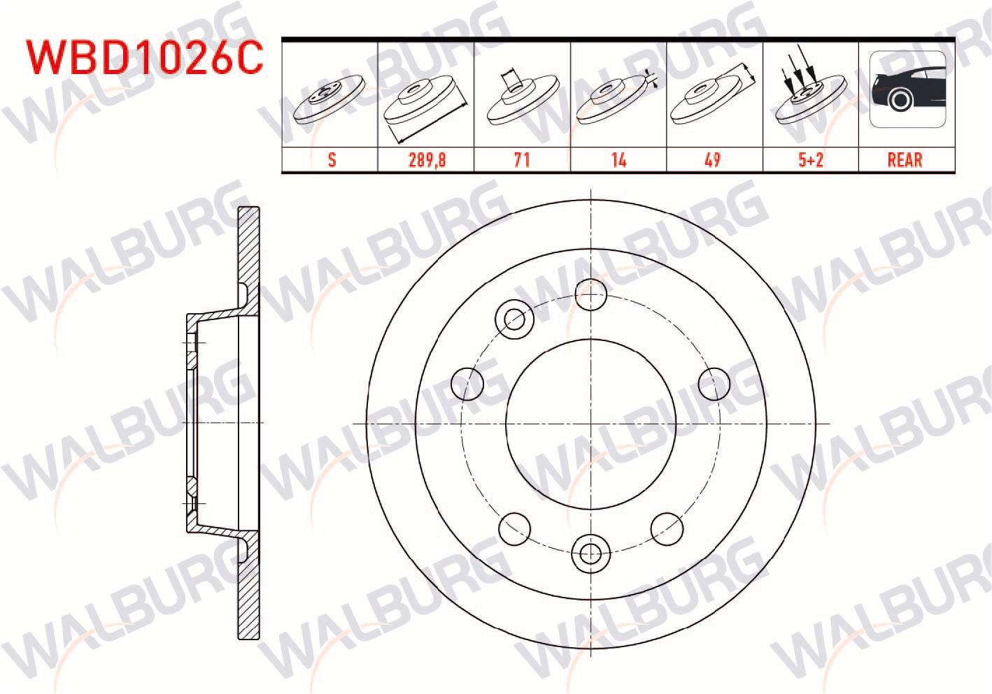 FREN DISKI ARKA DUZ KAPLAMALI CITROEN JUMPY II 1.9 D 5 BIJON 289,8X14X71X49 2006-