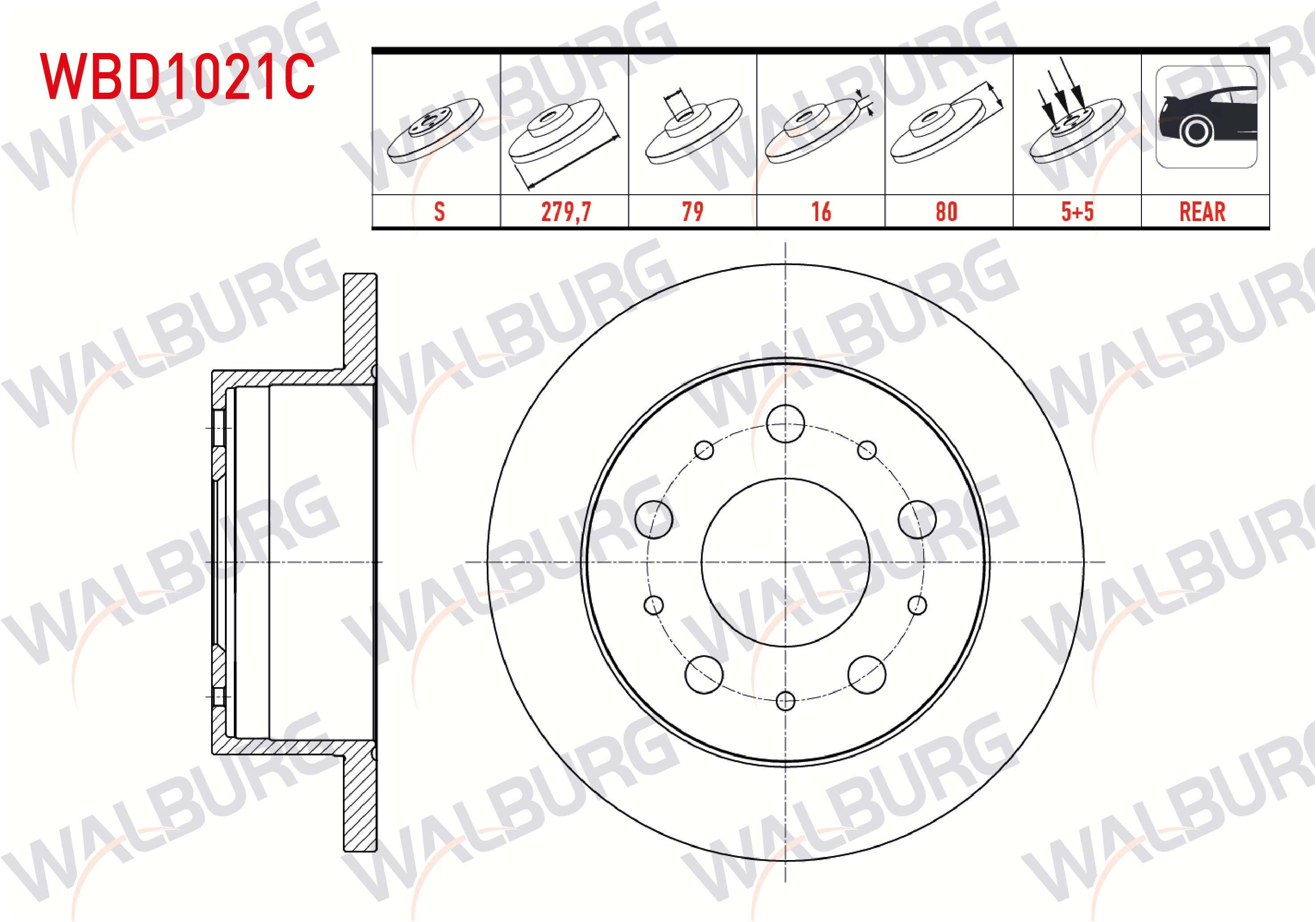 FREN DISKI ARKA DUZ KAPLAMALI CITROEN JUMPER III 2.2 HDI 16 JANT 5 BIJON 279,7X16X79X80 2006-2014