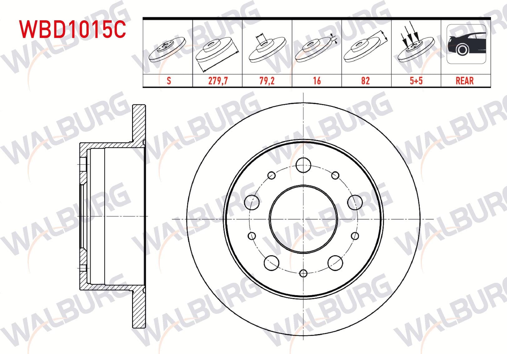 FREN DISKI ARKA DUZ KAPLAMALI FIAT DUCATO (244) 2.8 D 18q 5 BIJON 279,7X16X79,2X82 2002-2006