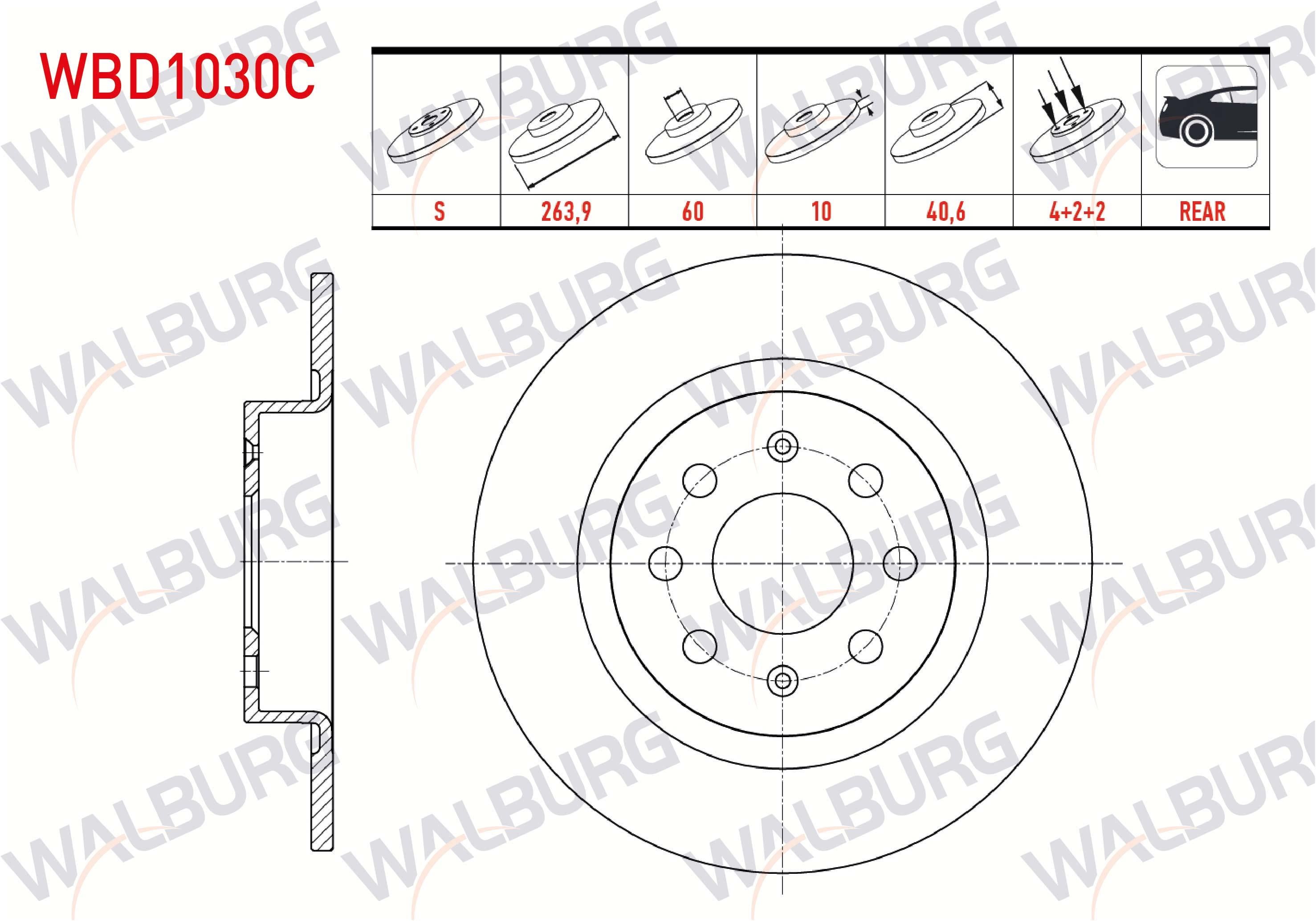 FREN DISKI ARKA DUZ KAPLAMALI FIAT PUNTO EVO 1.3 MJT 4 BIJON 263,9X10X60X40,6 2009-2012