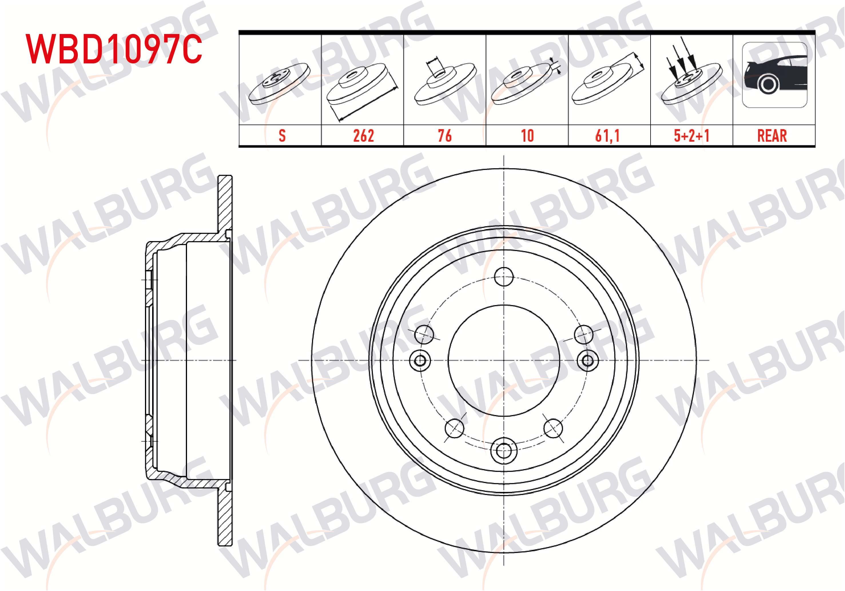 FREN DISKI ARKA DUZ KAPLAMALI KIA CEED 1.6i 5 BIJON 262X10X76X61,1 2006-2012