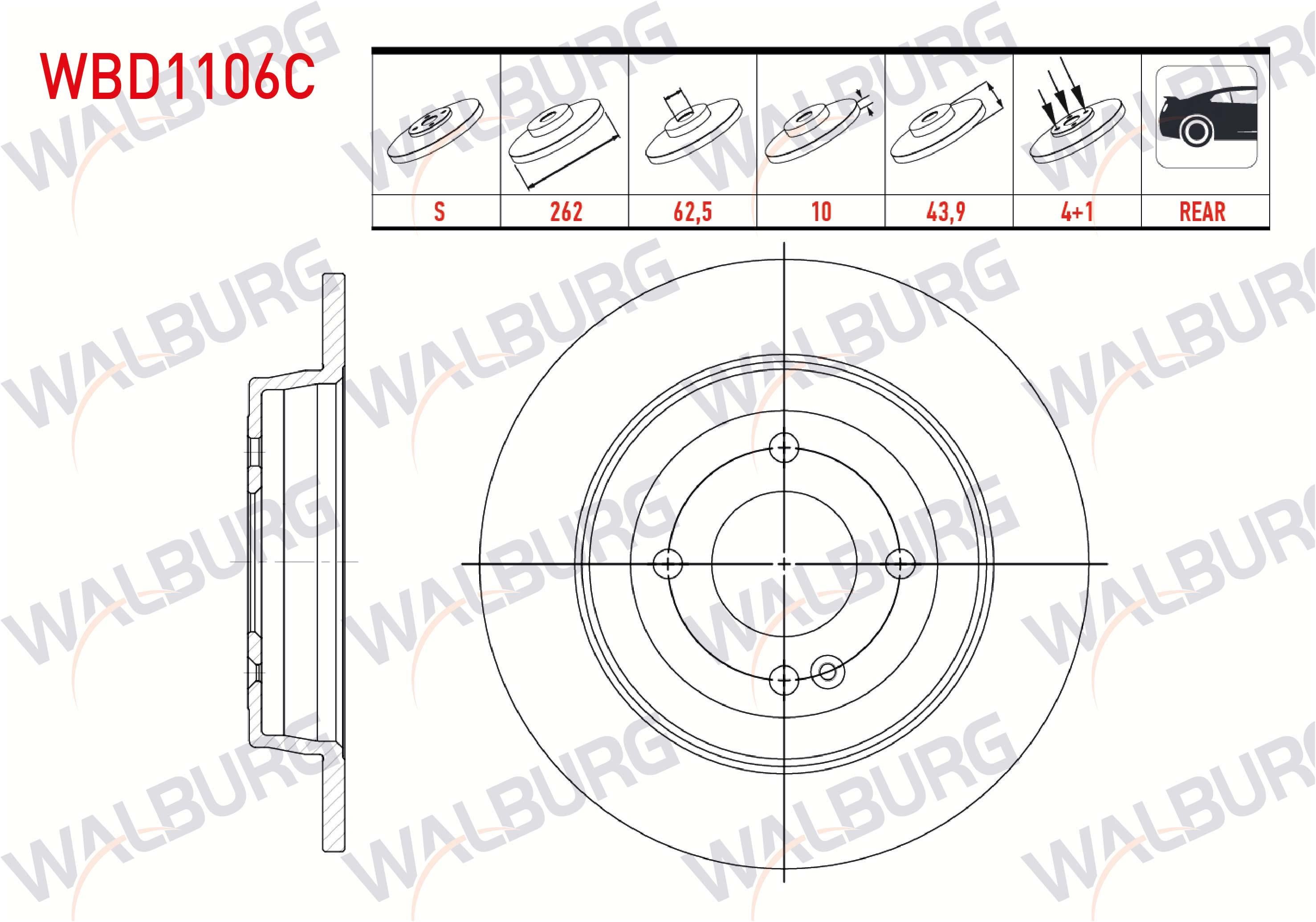 FREN DISKI ARKA DUZ KAPLAMALI KIA RIO III 1.25 CVVT 4 BIJON 262X10X44,2X62,50 2011-2014