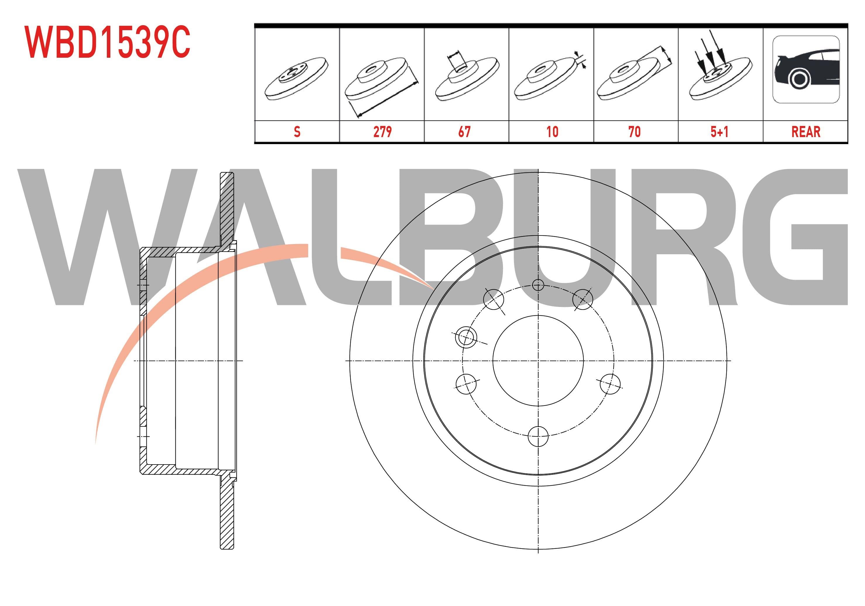 FREN DISKI ARKA DUZ KAPLAMALI MERCEDES S SERISI (W126) 380 SE 5 BIJON 279X10X67X70 1981-1991