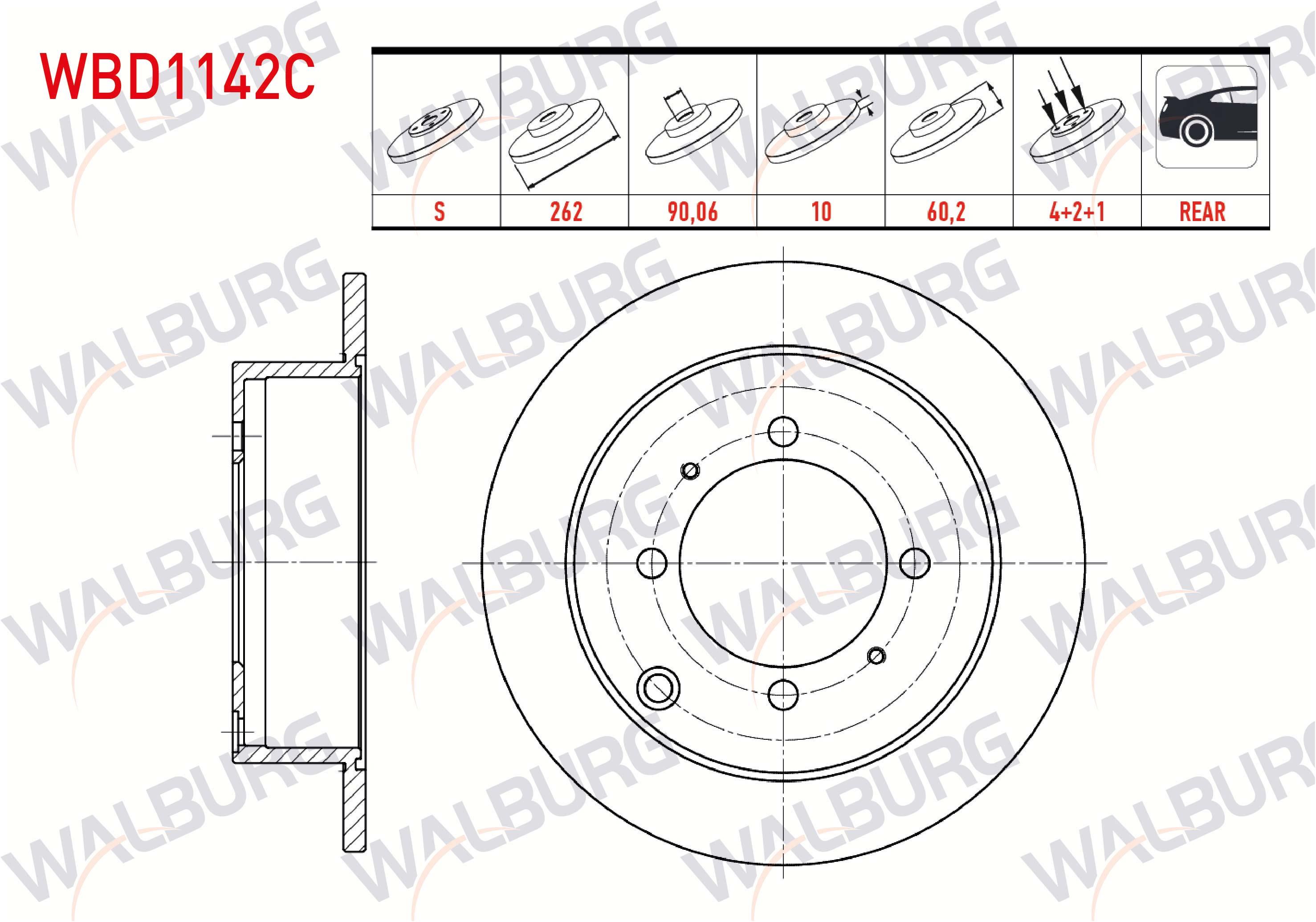 FREN DISKI ARKA DUZ KAPLAMALI MITSUBISHI LANCER VII (CSA) 1.6 4 BIJON 262X10X90,06X60,2 2003-2007