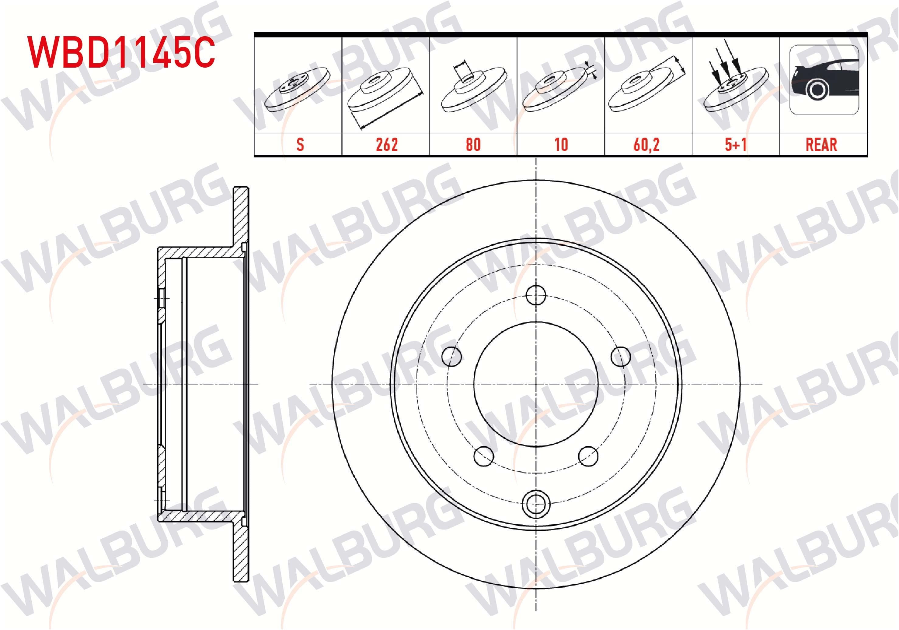 FREN DISKI ARKA DUZ KAPLAMALI MITSUBISHI LANCER (CY,ZA) 1.8 5 BIJON 262X10X80X60,2 2007-