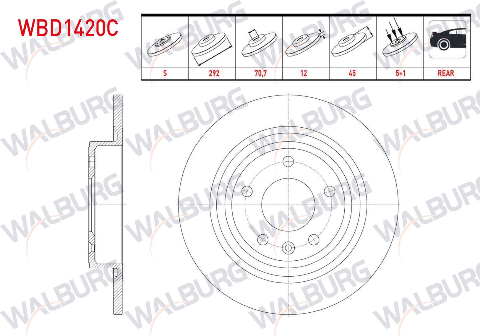 FREN DISKI ARKA DUZ KAPLAMALI OPEL ASTRA J 1.4i 5 BIJON 16 JANT 292X12X70,7X45 2009-2016