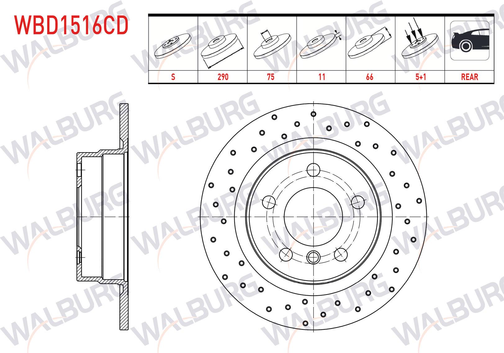 FREN DISKI ARKA DUZ KAPLAMALI PERFORMANS DELIKLI BMW 1 SERISI (F20,F21) 116 D 5 BIJON 290X11X75X66 2010-