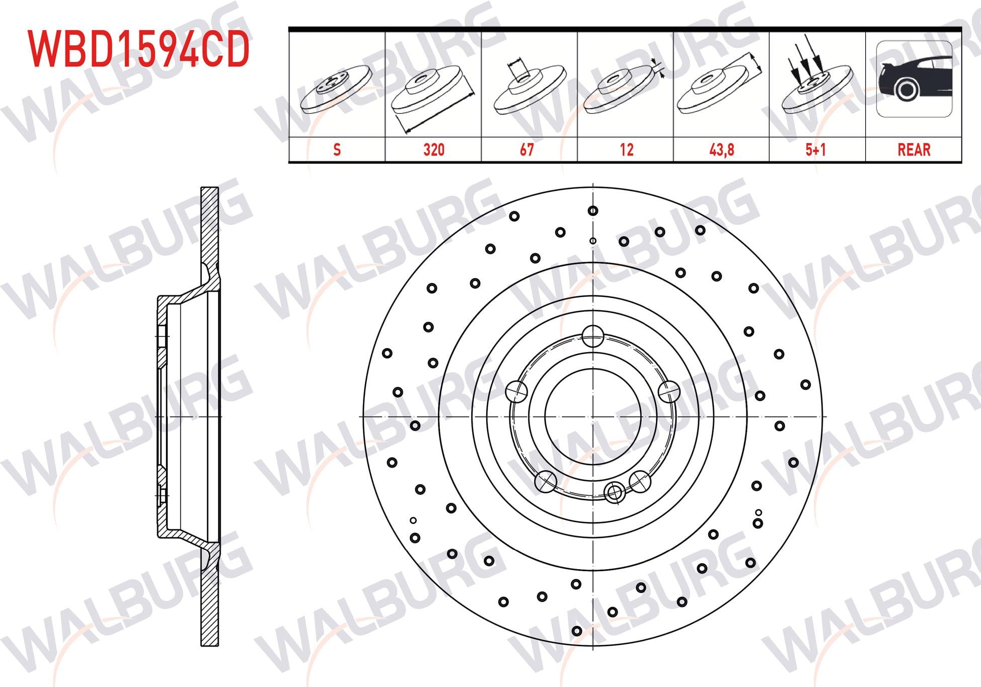 FREN DISKI ARKA DUZ KAPLAMALI PERFORMANS DELIKLI 5 BJN 320X12X67X43,8 MERCEDES A (W177) 2018-/ CLA (C118) 2019-/ B (W247)  2019-/ GLA (H247) 2020-/ GLB (X247) 2020-