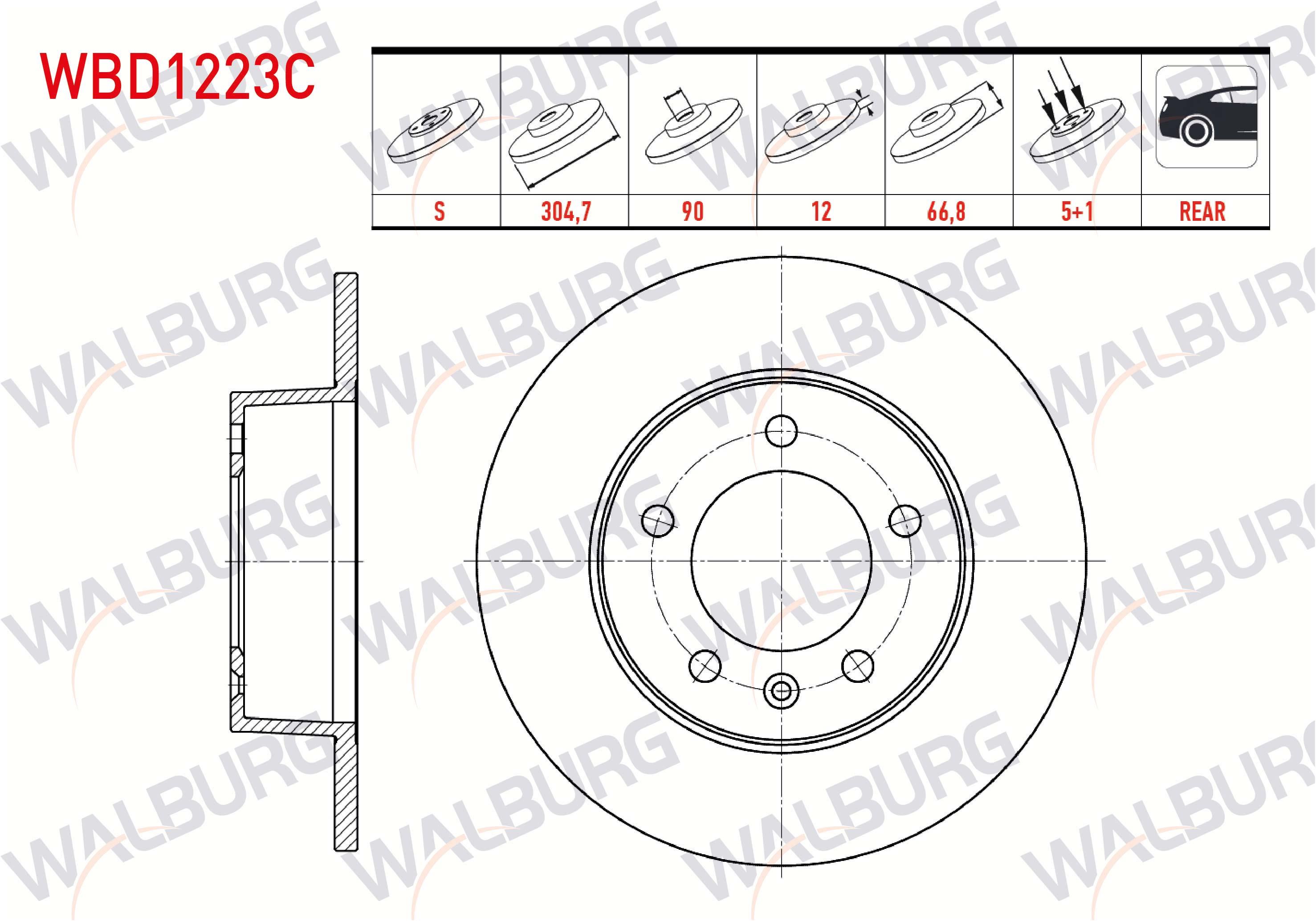 FREN DISKI ARKA DUZ KAPLAMALI RENAULT MASTER II (FD) 2.8 DTI 5 BIJON 304,7X12X90X66,8 1998-2010