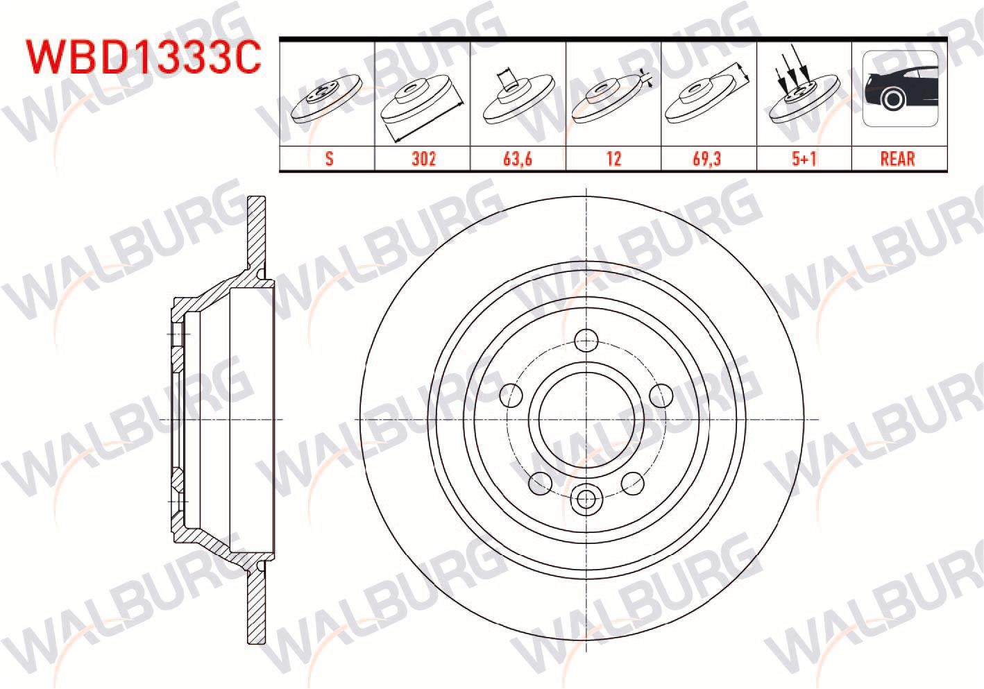 FREN DISKI ARKA DUZ KAPLAMALI VOLVO S60 II D3 5 BIJON 302X12X63,6X69,3 2010-