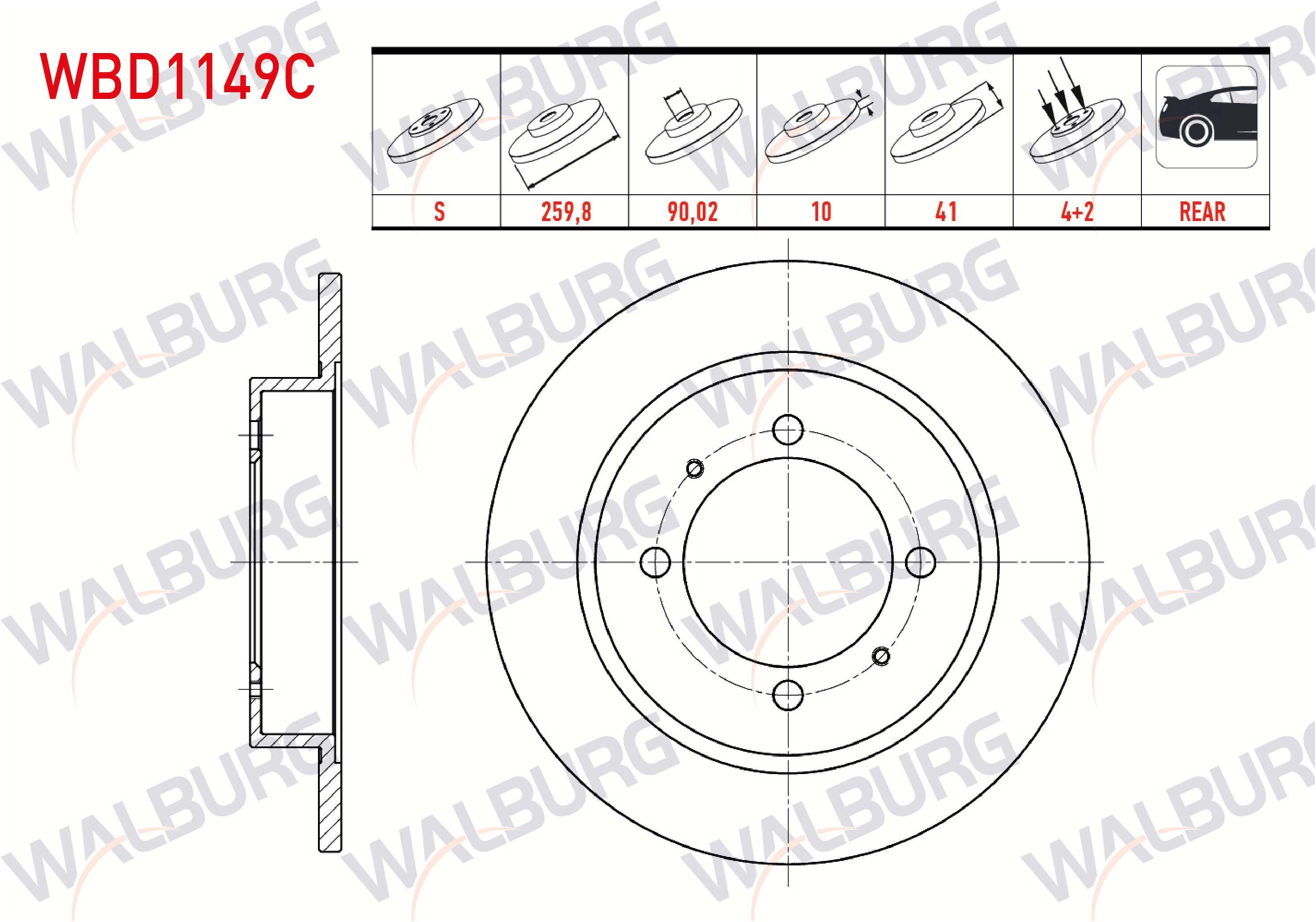 FREN DISKI ARKA DUZ KAPLAMALI VOLVO V40 (645) 1.6 4 BIJON 259,8X10X90X41 1995-2004