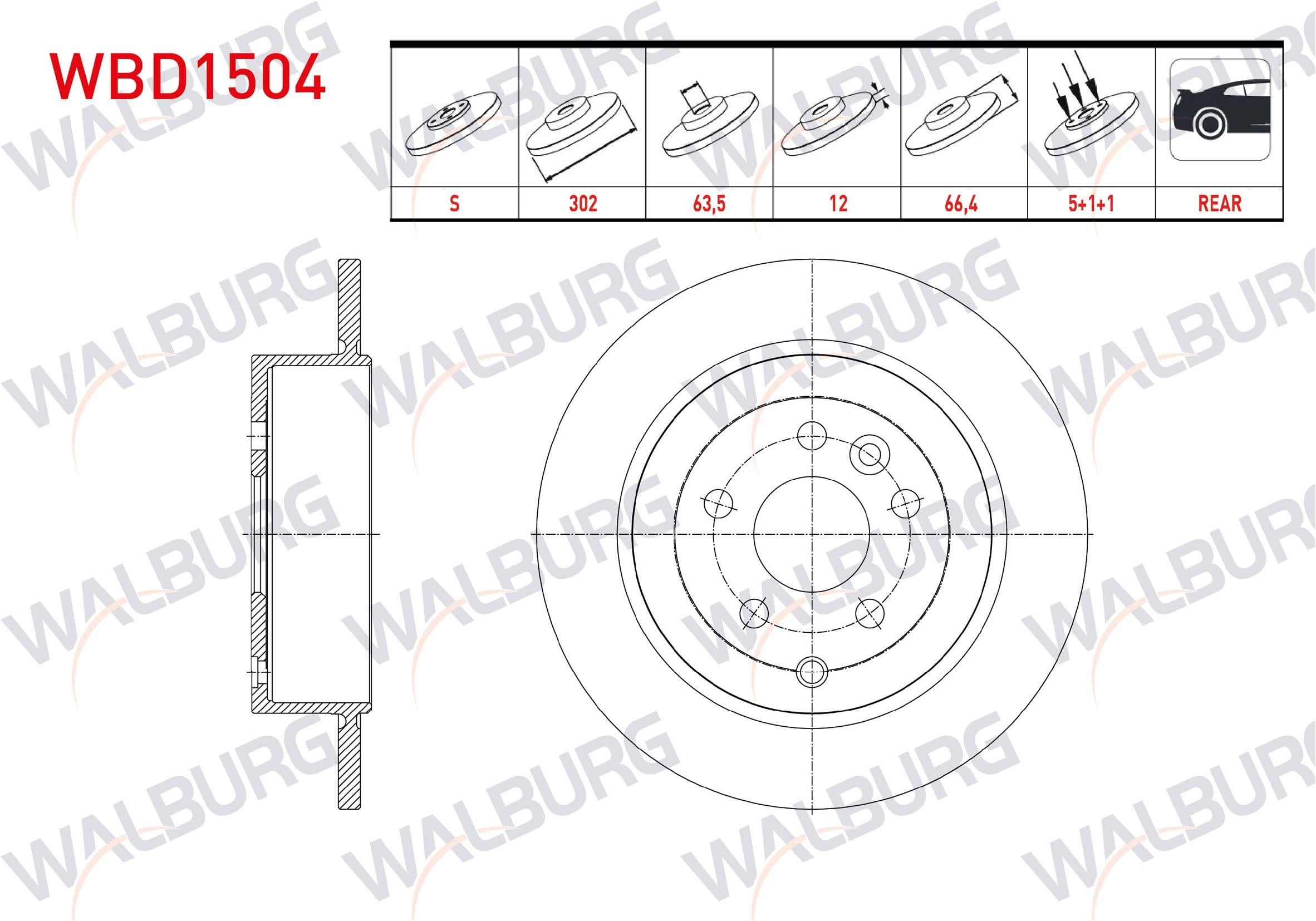 FREN DISKI ARKA DUZ LAND ROVER FREELANDER II (FA) 2.2 TD4 5 BIJON 302X12X63,5X66,4 2006-2014