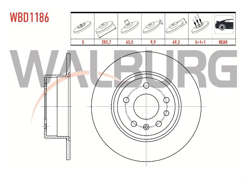 FREN DISKI ARKA DUZ OPEL VECTRA B 2.0i 5 BIJON 285,7X9,9X65,5X69,3 1995-2003 569210 4839338 5391578