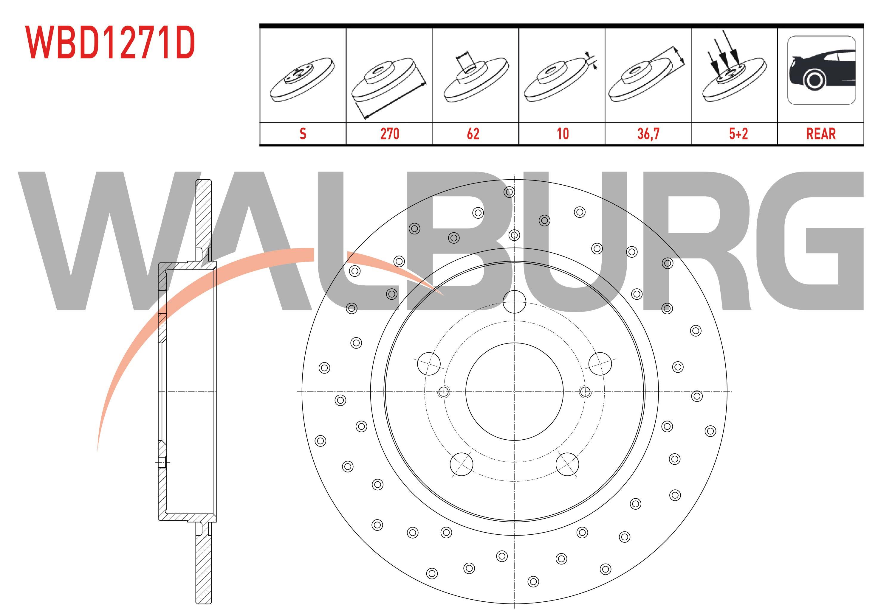 FREN DISKI ARKA DUZ PERFORMANS DELIKLI 5 BJN 270X10X62X36,7 TOYOTA COROLLA 1.4 D-4D - 1.33 07-12/AURIS (ZRE15) 1.33 D-VVT-I - 1.4 D-4D 07-12/ AURIS (NZE18,ZRE18) 1.33 - 1.4 D-4D - 1.6 - 1.8 HYBRID 12-
