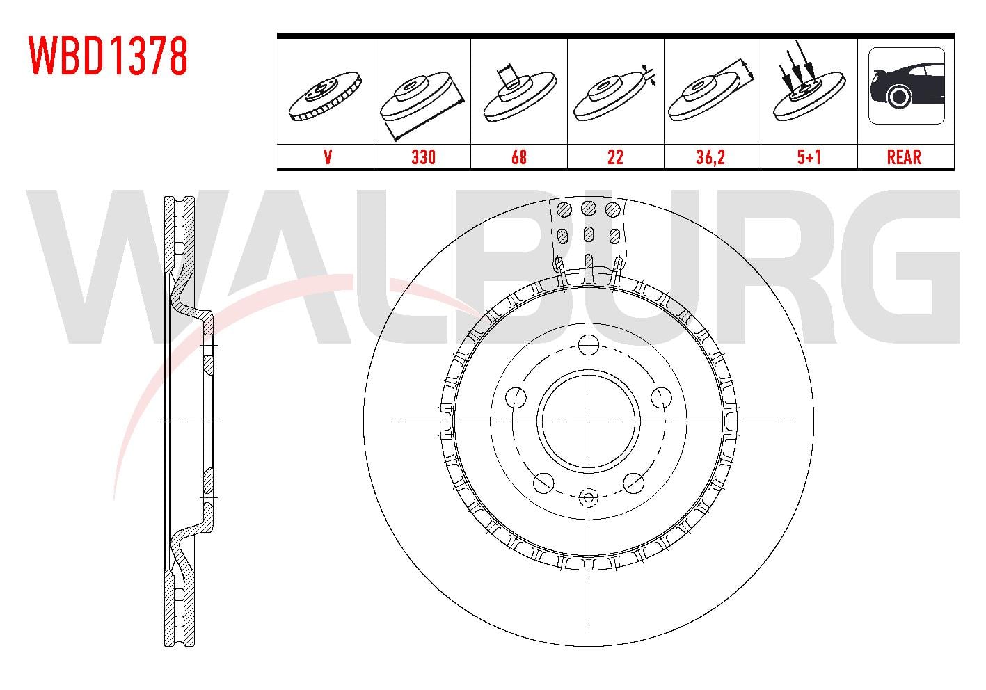 FREN DISKI ARKA HAVALI 5 BJN 330X22X68X36,20 A4 2.0 TDI-1.8TFSI-2.0TFSI 2007-2015/A4 1.4 TFSI-2.0 TDI-2.0 TSI 2015-/A5 1.4 TFSI-2.0 TDI 2017/A6 2.0 TFSI-3.0 TDI 2010-/MACAN 2.0 - 3.0 SD 2014-