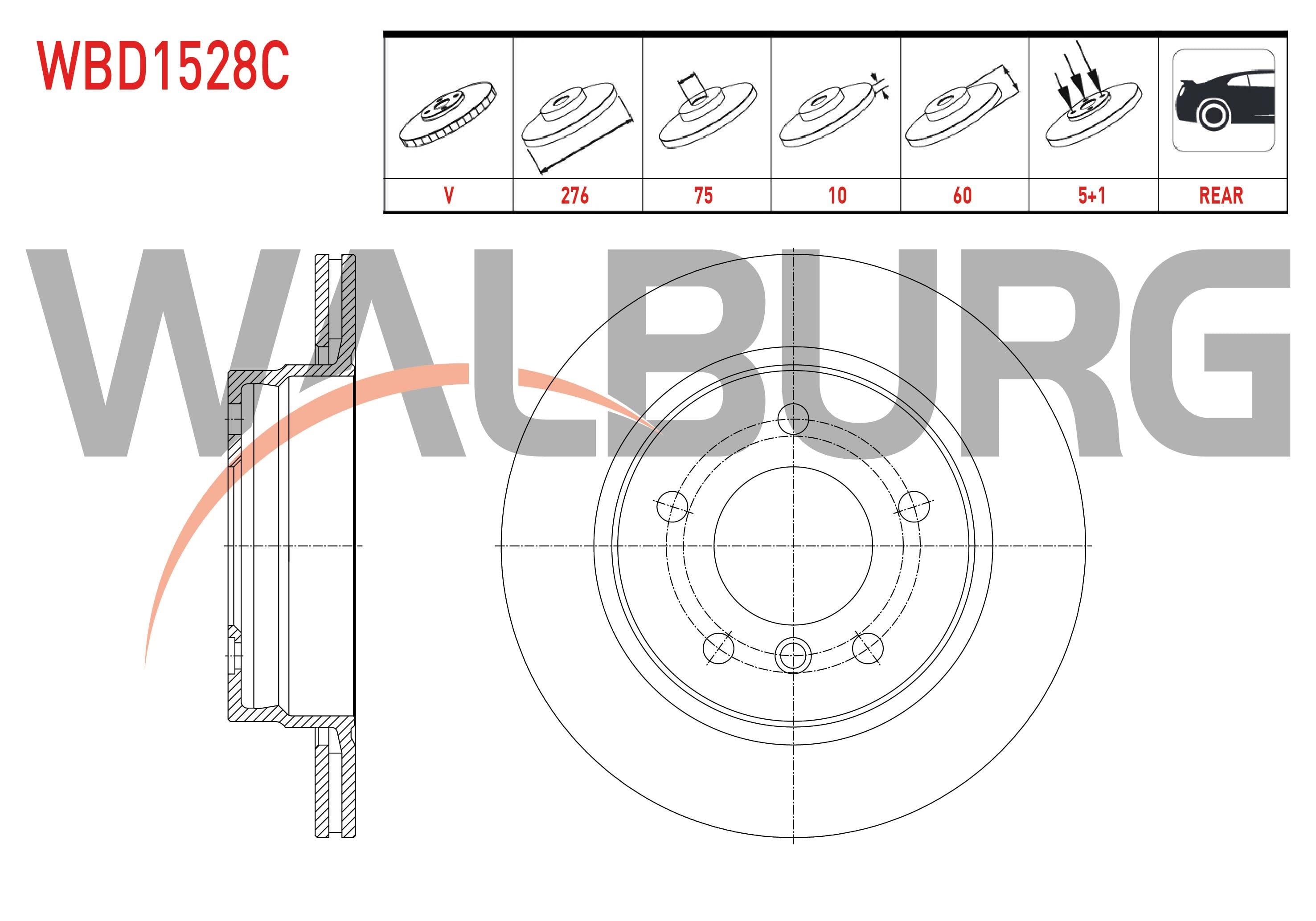 FREN DISKI ARKA HAVALI KAPLAMALI BMW 3 SERISI (E36) 316 i 5 BIJON 276X19X75X60 1990-1998