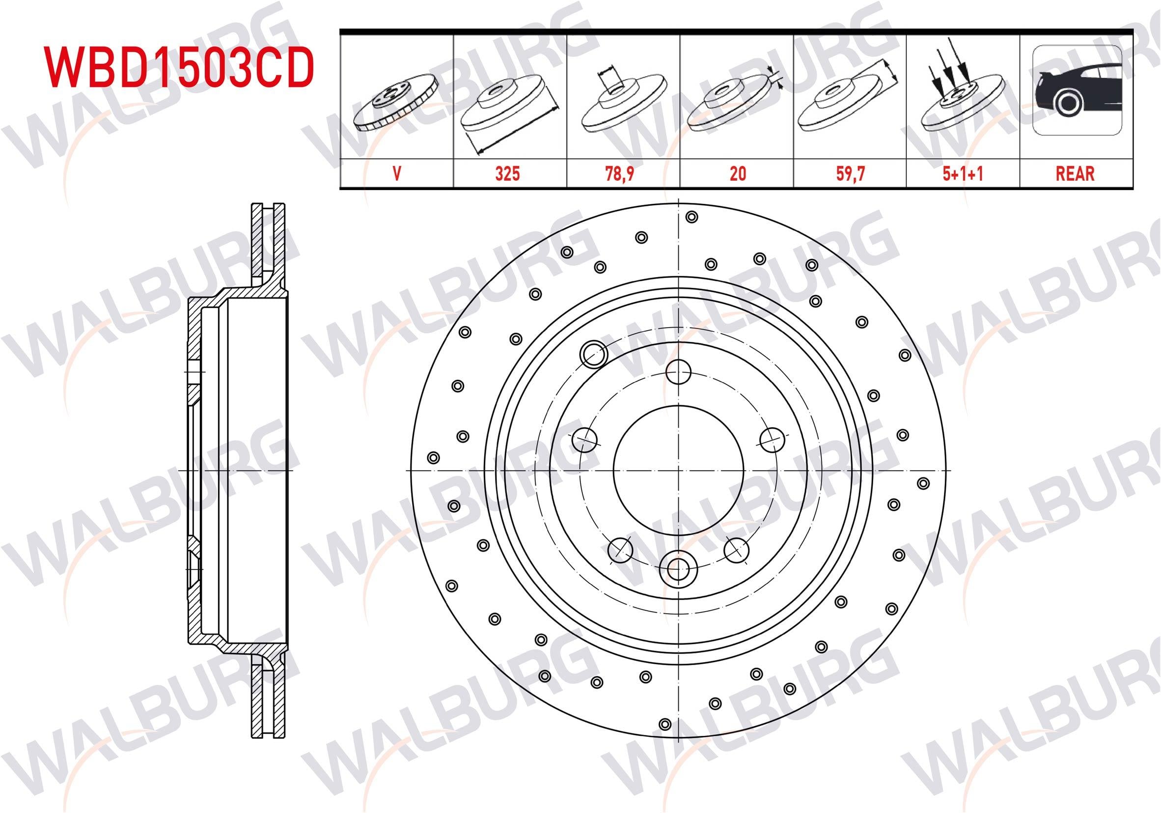FREN DISKI ARKA HAVALI KAPLAMALI PERFORMANS DELIKLI LAND ROVER RANGE ROVER SPORT (LS) 2.7 TD 5 BIJON 325X20X78,9X59,7 2005-2013