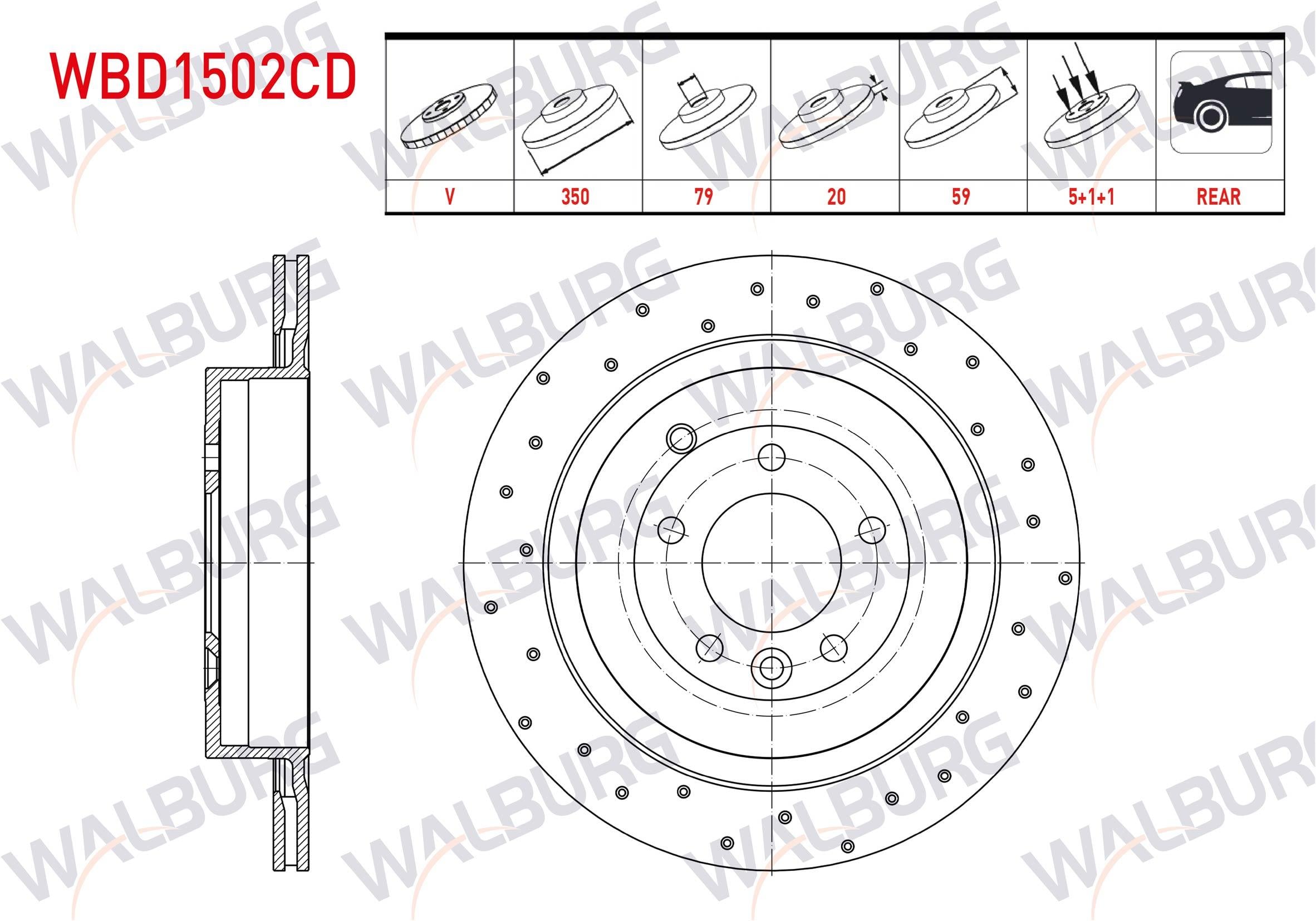 FREN DISKI ARKA HAVALI KAPLAMALI PERFORMANS DELIKLI LAND ROVER DISCOVERY IV (LA) 3.0 TD 5 BIJON 350X20X79X59 2010-