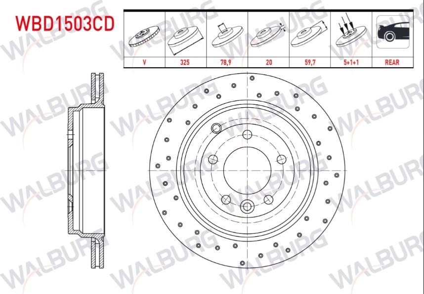 FREN DISKI ARKA HAVALI LAND ROVER RANGE ROVER SPORT (LS) 2.7 TD 5 BIJON 325X20X78,9X59,7 2005-2013