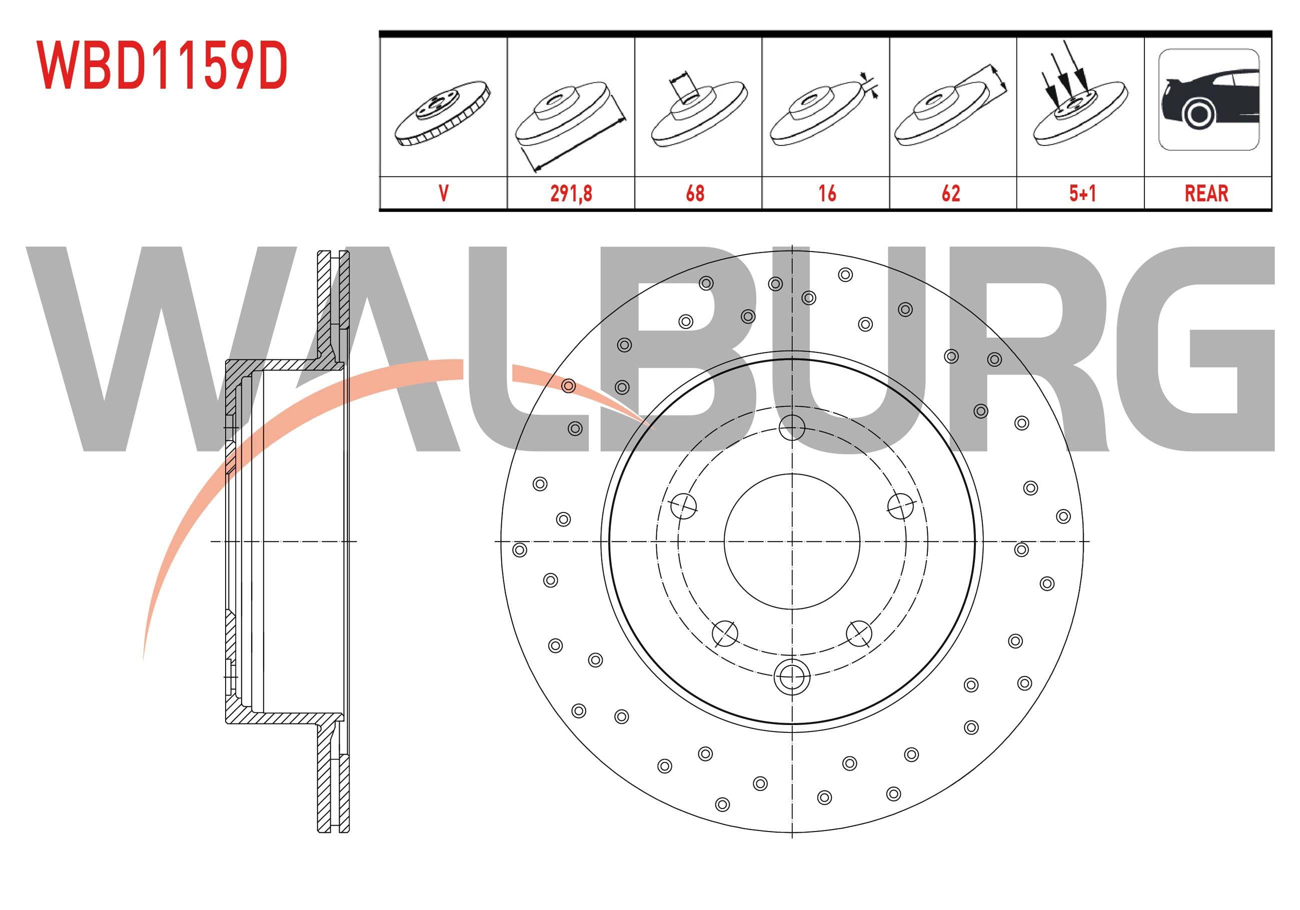 FREN DISKI ARKA HAVALI PERFORMANS DELIKLI 5 BJN 291,8X16X68X62 NISSAN X-TRAIL 2.0i - 2.0 DCI 2007-2013/ QASHQAI+2 1.5 DCI - 2.0 DCI 2007-2014/ RENAULT KOLEOS 2.0 DCI 2008-2014