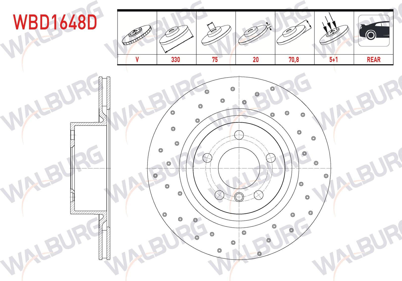 FREN DISKI ARKA HAVALI PERFORMANS DELIKLI 5 BJN 330X20X75X70,8 BMW X3 (F25) 2010-2017 / X4 (F26) 2014-2018
