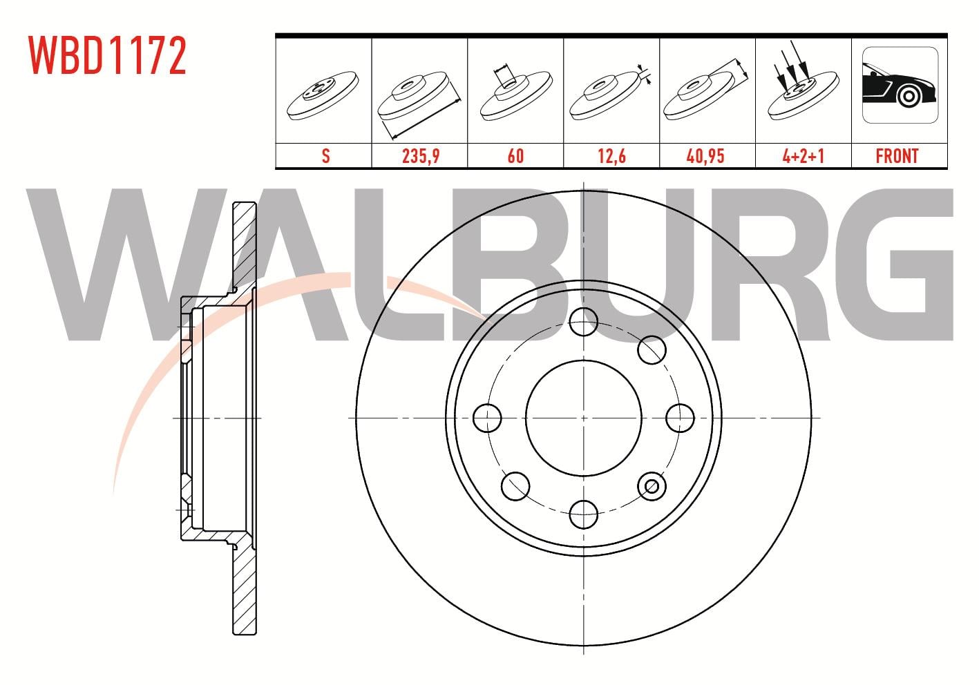 FREN DISKI ON DUZ 4 BJN 235,9X12,6X60X40,95 OPEL VECTRA A 1.4 - 1.6 - 1.8 1988-1995/ CORSA B 1.2i - 1.4i - 1.6i 1993-2000/ CORSA C 1.0i 12v 2000-2006/ CORSA A 1.2 - 1.4 1983-1993