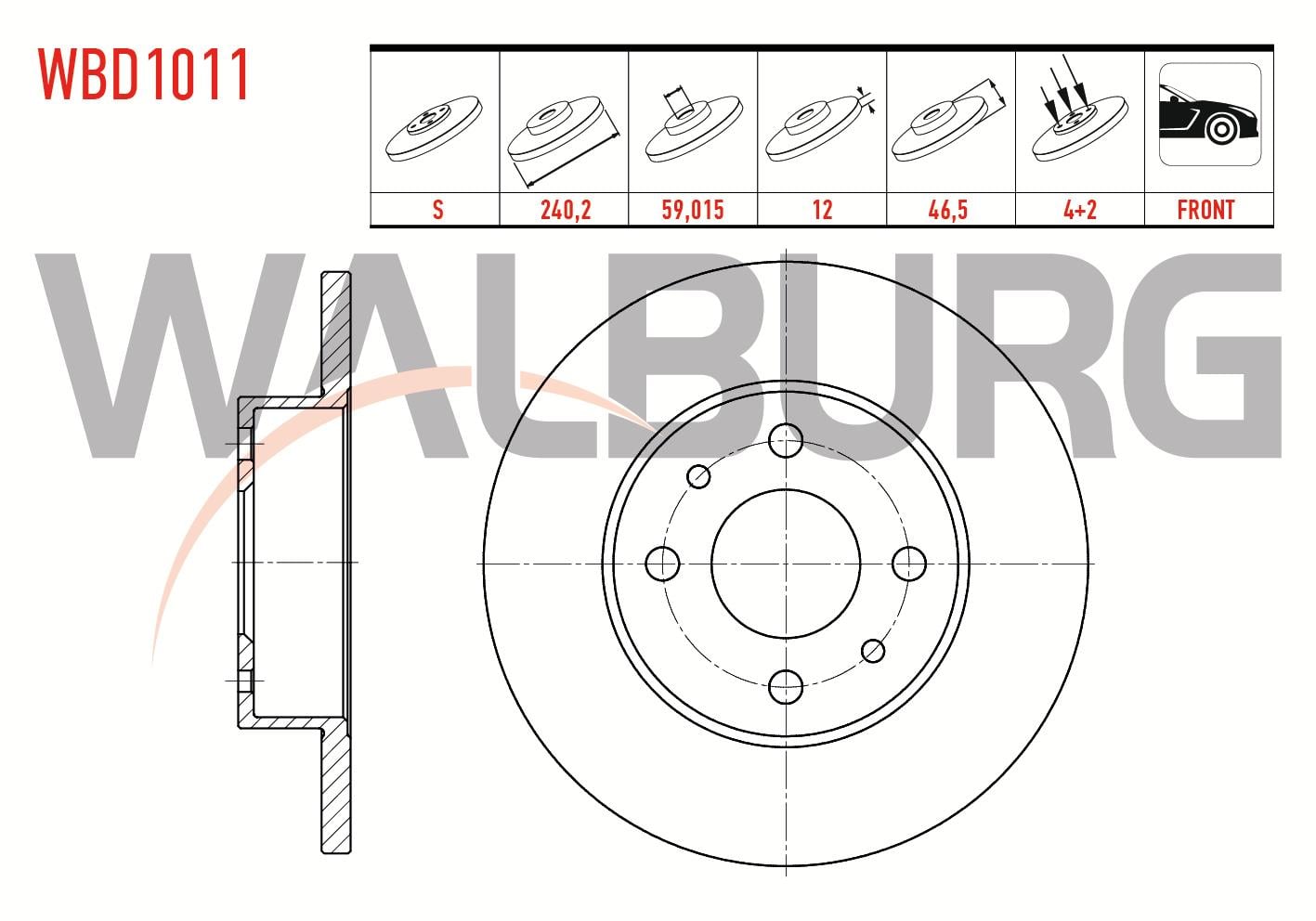 FREN DISKI ON DUZ 4 BJN 240,2X12X59,02X46,5 FIAT UNO 70 1.4i 1994-2000/ SAHIN 1.4 - 1.6 1993-2002