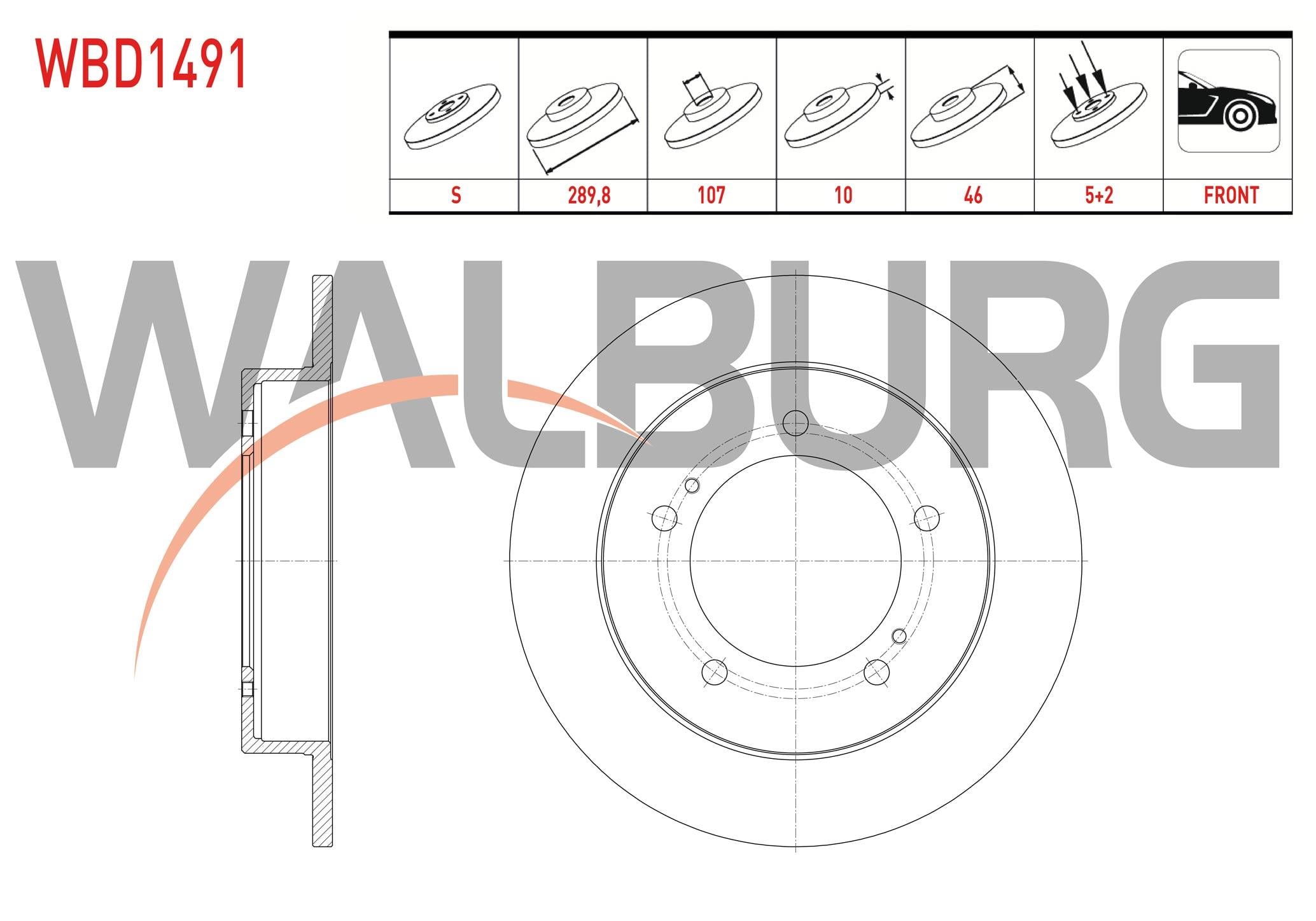 FREN DISKI ON DUZ 5 BJN 289,8X10X107X46 SUZUKI VITARA (ET,TA) 1.6i 16v - 2.0i 1988-1999 / JIMNY 1.3i 16v 1998-/ SAMURAI SUV (SJ_) 1.3 1.9D 1988-2004