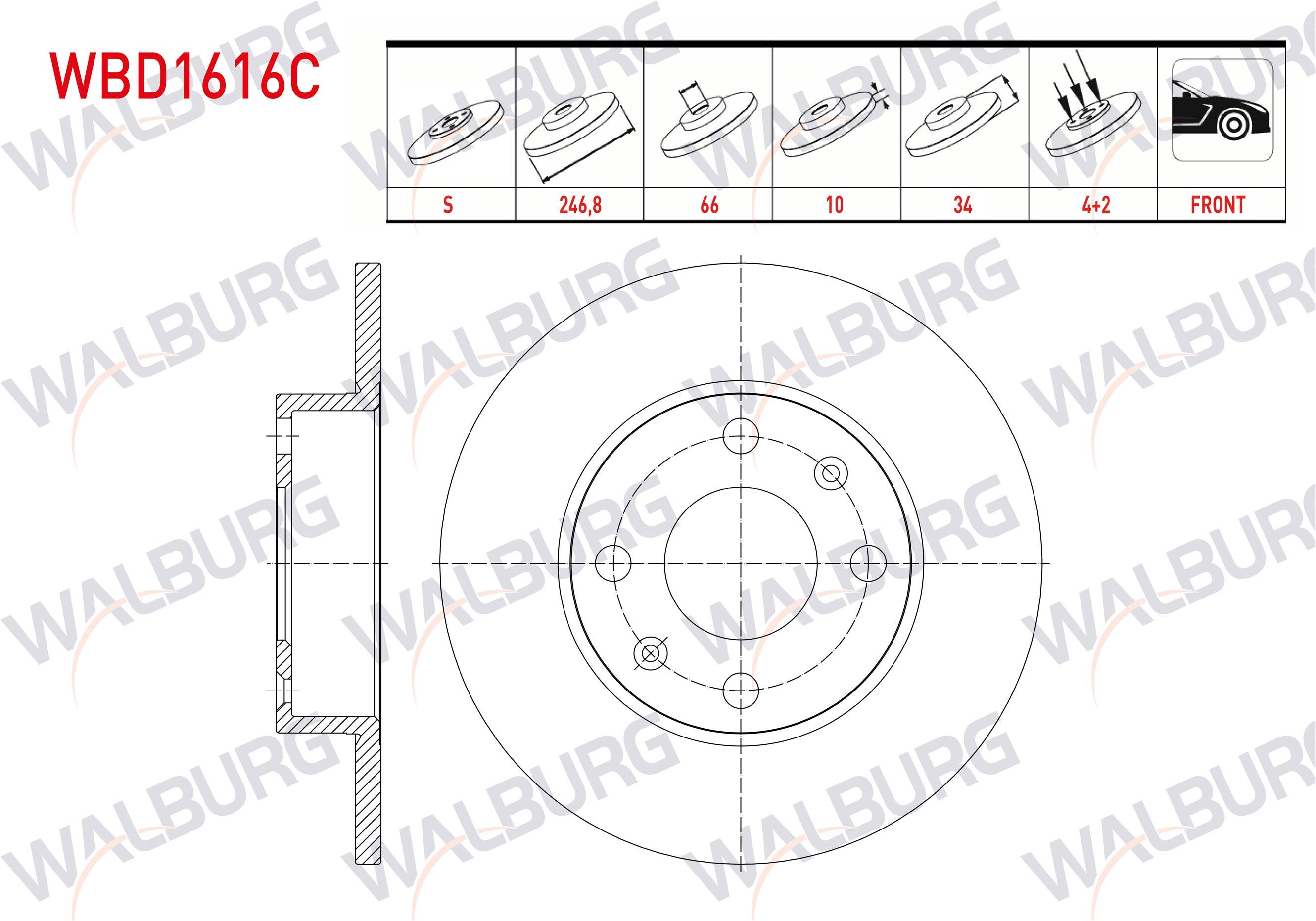 FREN DISKI ON DUZ KAPLAMALI 4 BJN 246,8X10X66X34 CITROEN SAXO / ZX / C15 / PEUGEOT 306 / 106 / 205 / 309 / 405